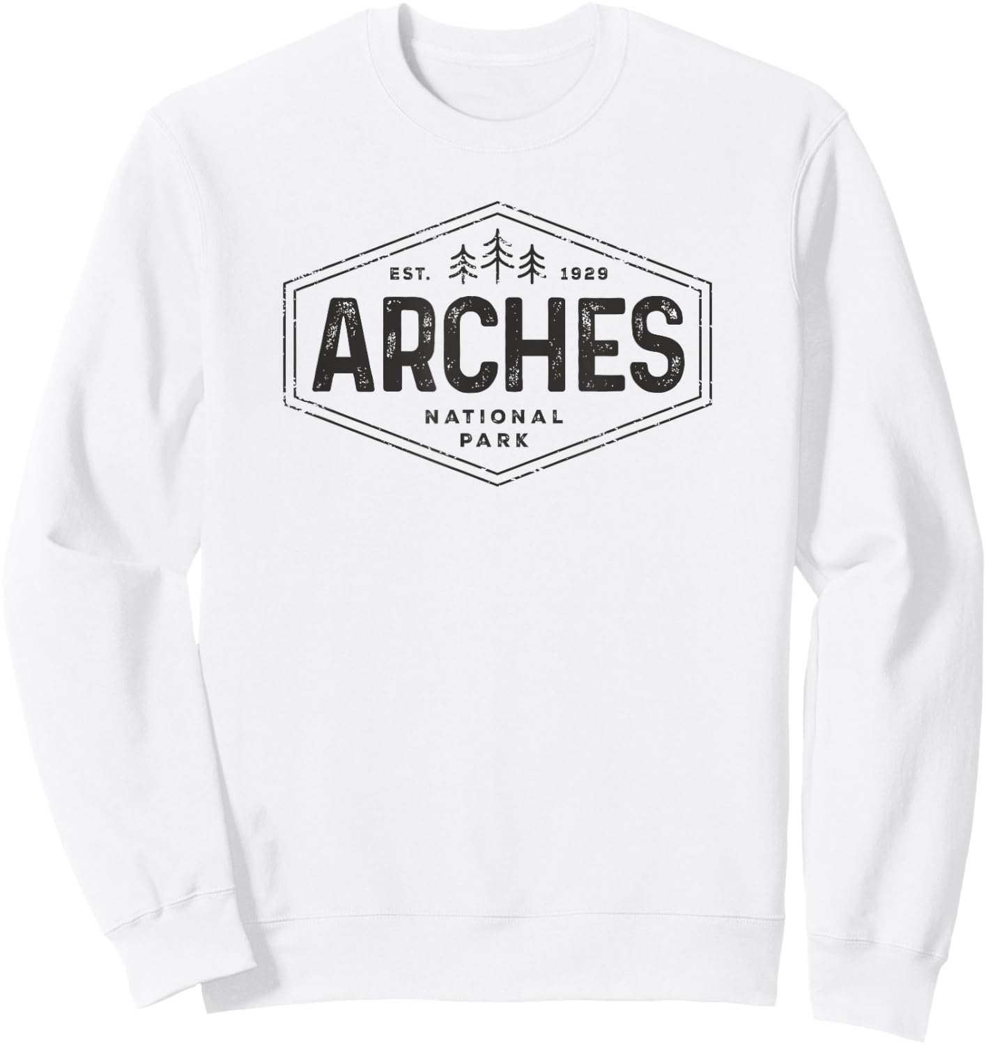 Arches National Park Utah Hiking Women Men Hexagon Badge Sweatshirt - Sweatshirt | White