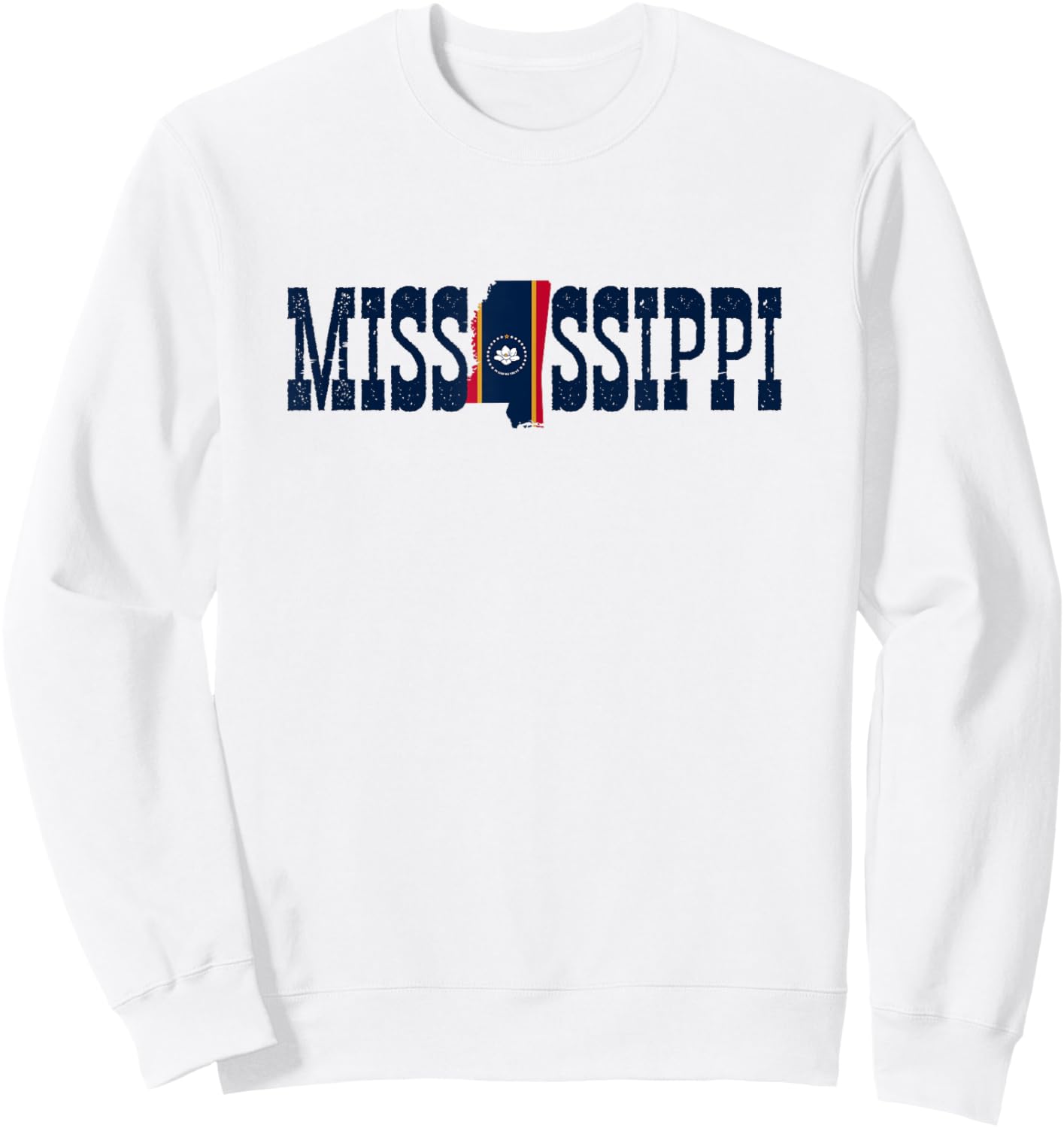 Jersey Mississippi Clothing Souvenir Men Mississippi State and Mississippi Flag Pride Sweatshirt - Sweatshirt | White