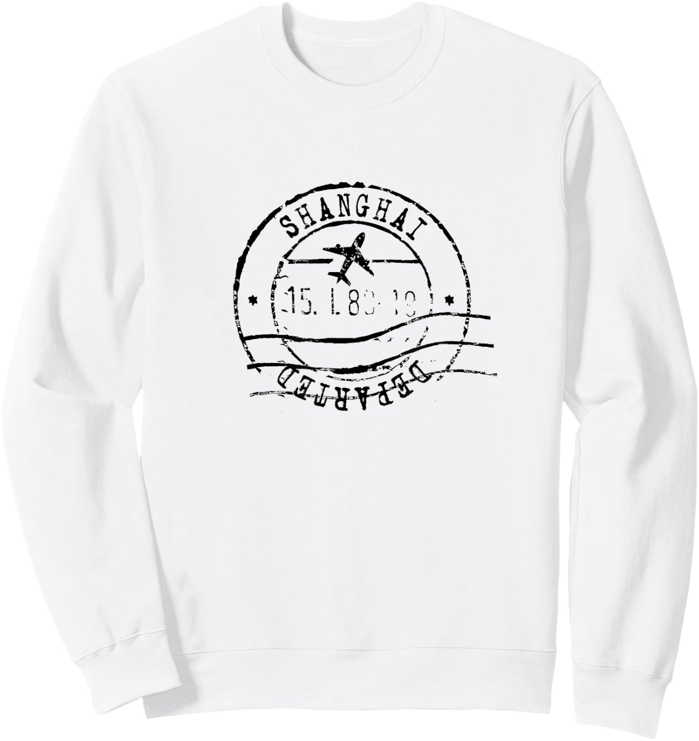 Shanghai China Travel Vintage Passport Stamp Sweatshirt - Sweatshirt | White