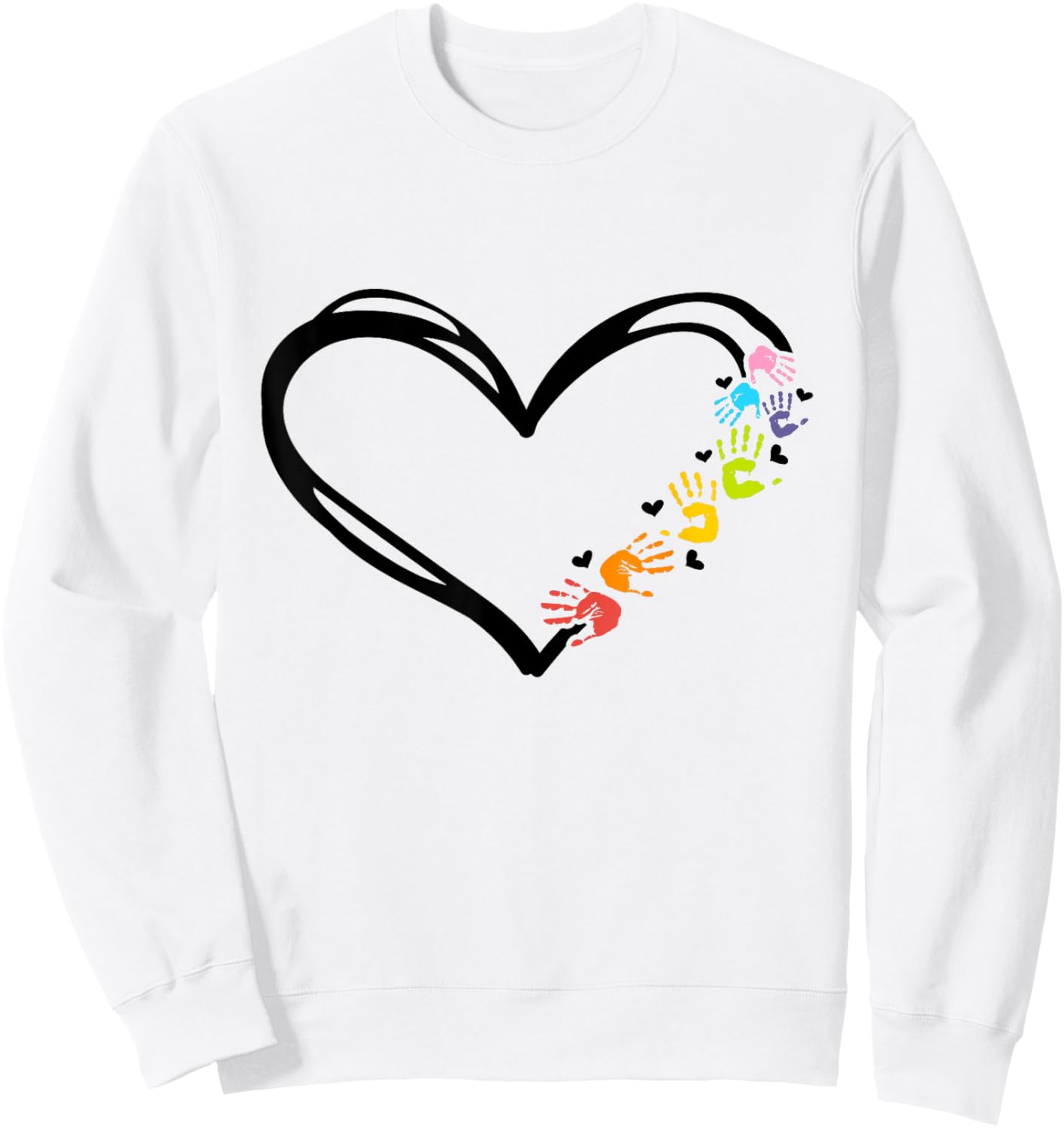 Daycare Provider Heart Hand Prints Sweatshirt - Sweatshirt | White
