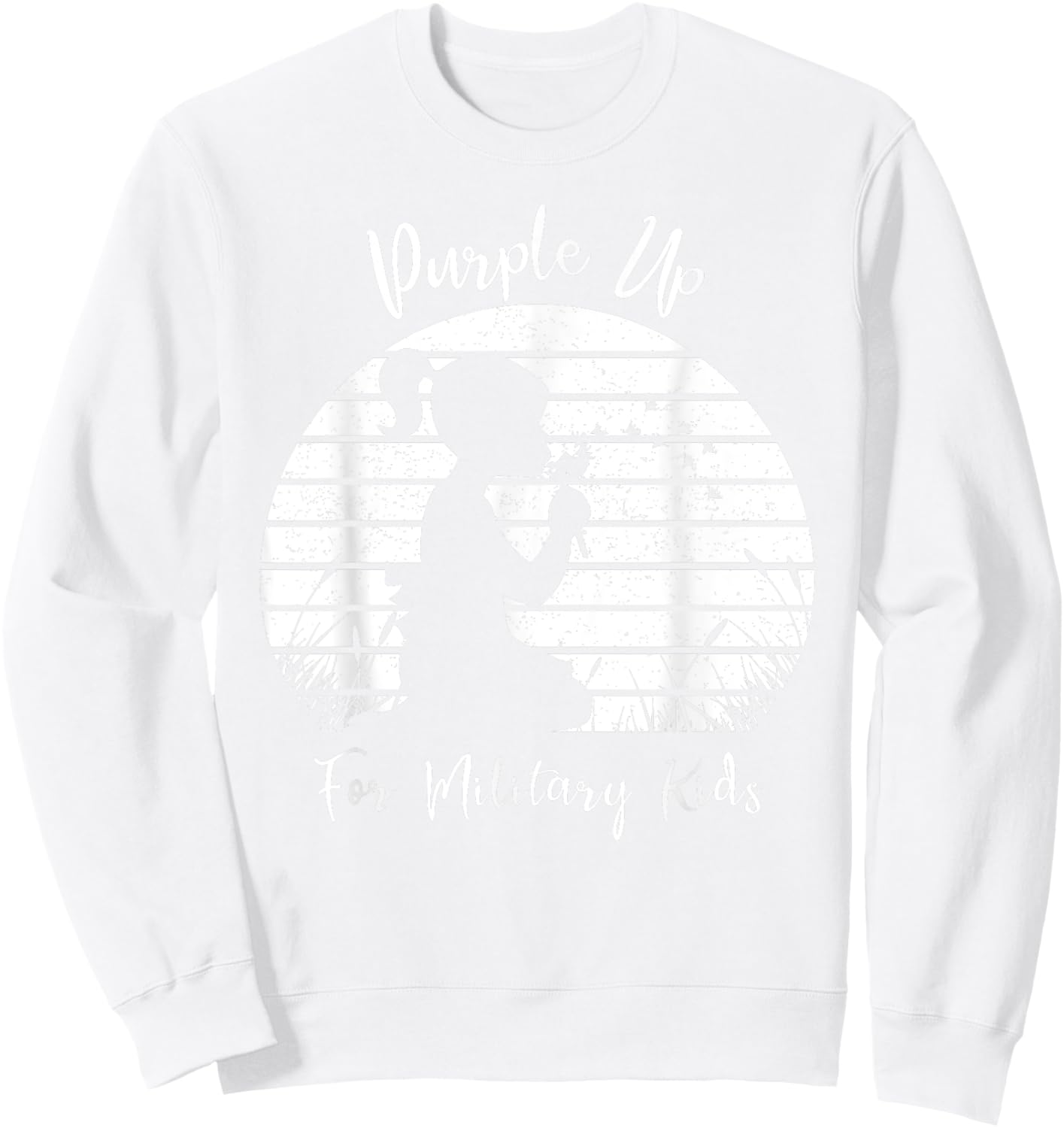 Dandelion Purple Up For Military Kids Month Army Child Sweatshirt - Sweatshirt | White
