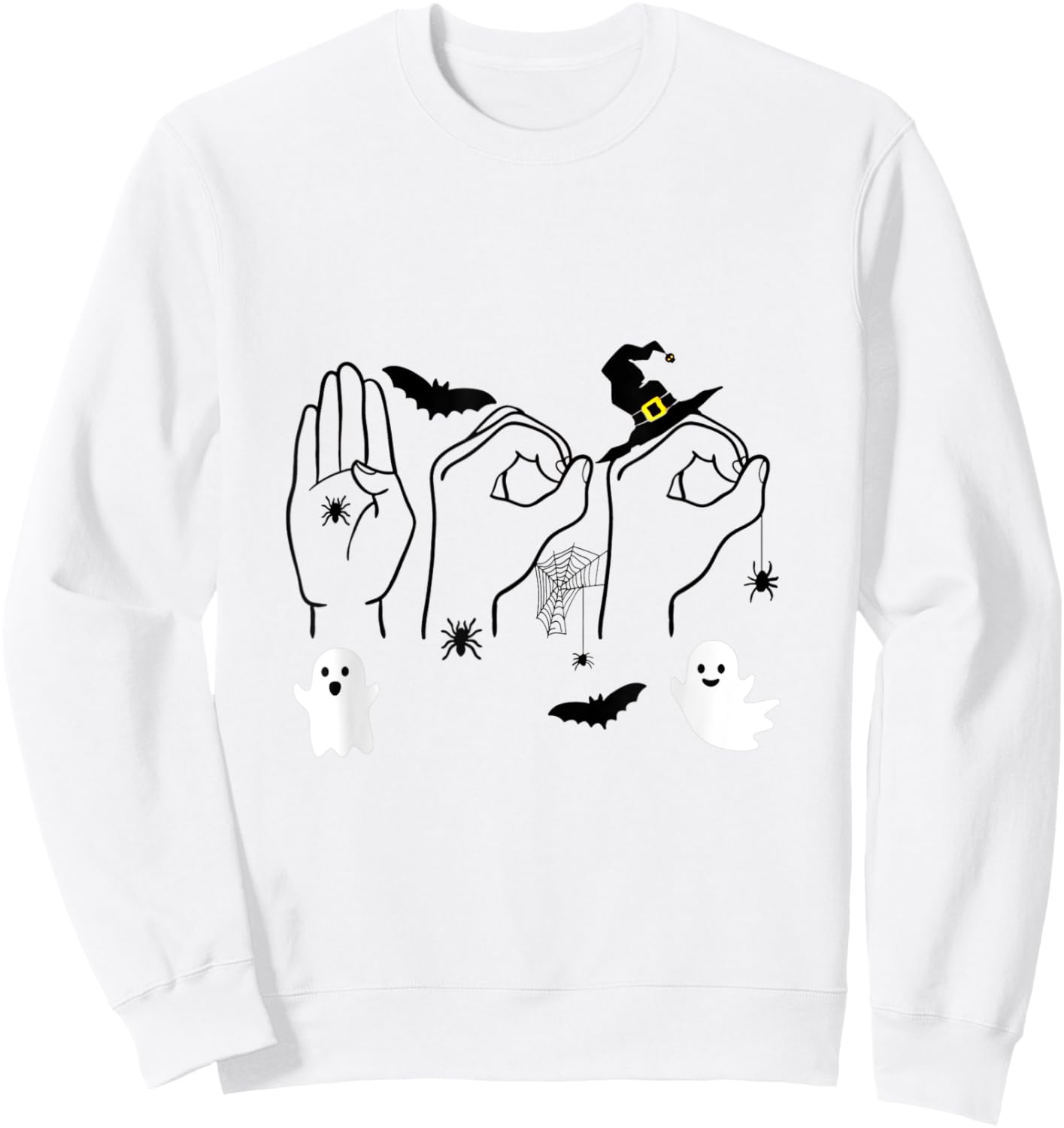 Boo ASL American Sign Language Halloween Costume Sweatshirt - Sweatshirt | White
