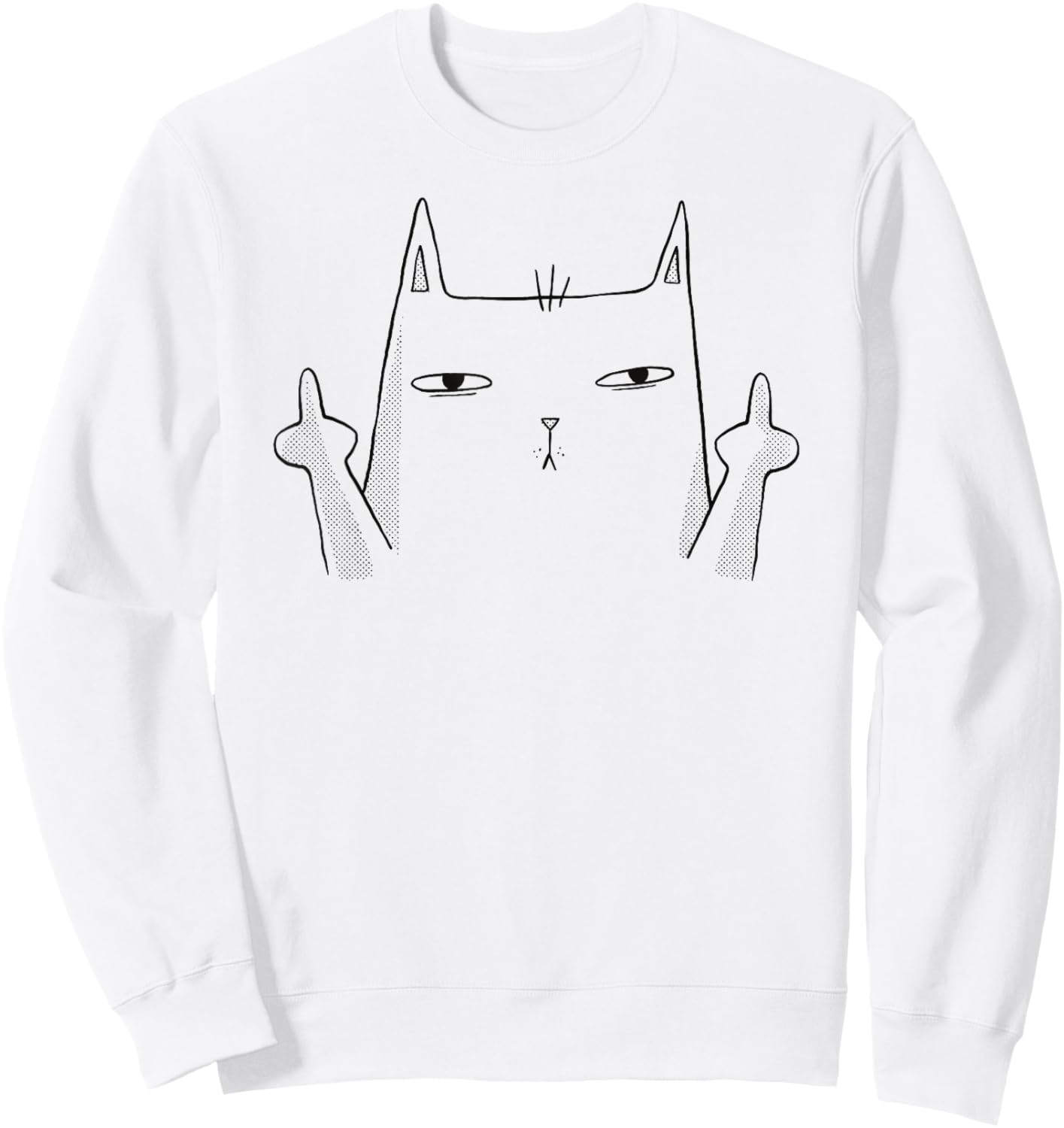 Funny Angry Cat Rude Kitty Middle Finger Sweatshirt - Sweatshirt | White