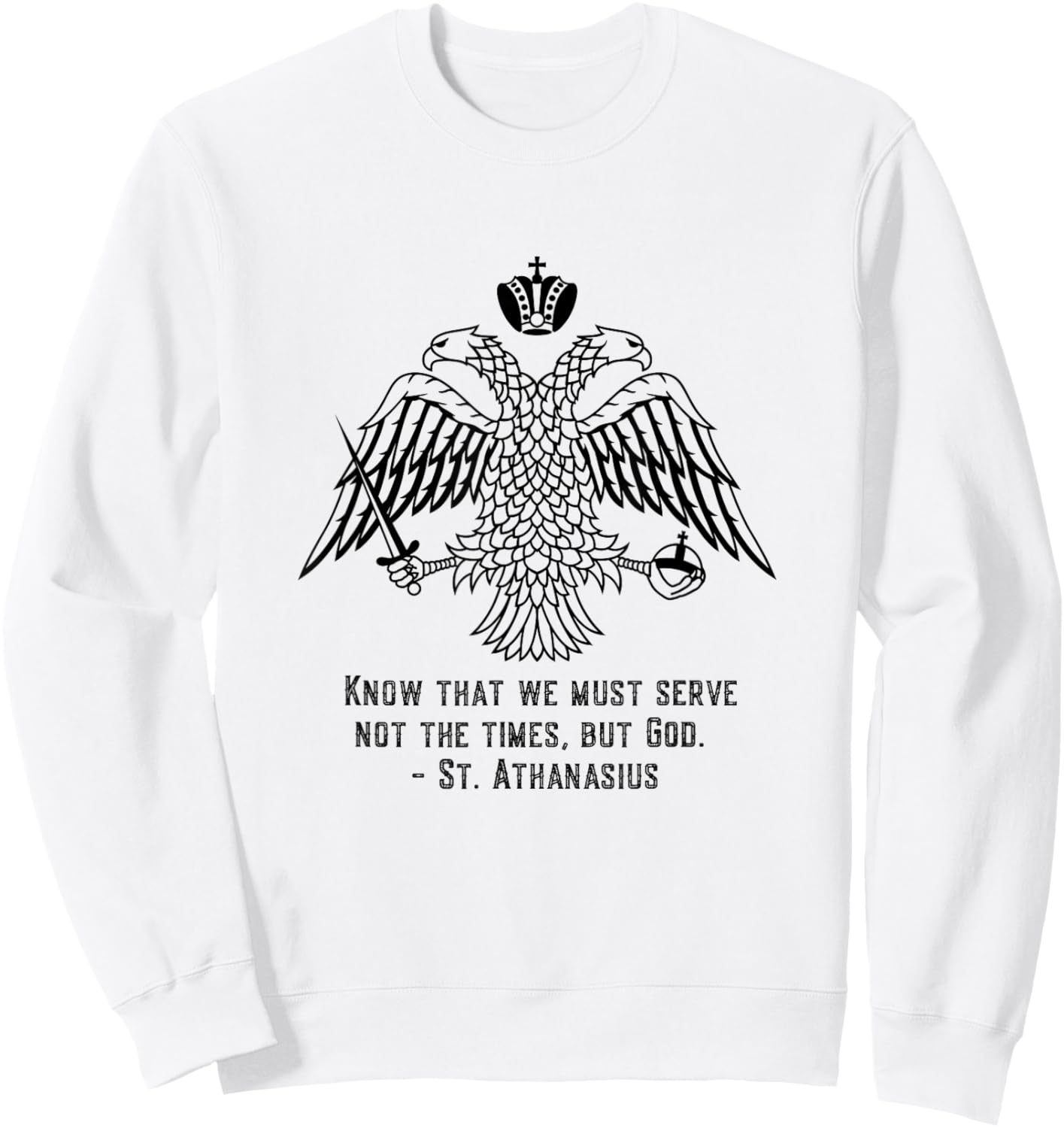 Eastern Orthodox Christian Eagle Saint Athanasius Sweatshirt - Sweatshirt | White