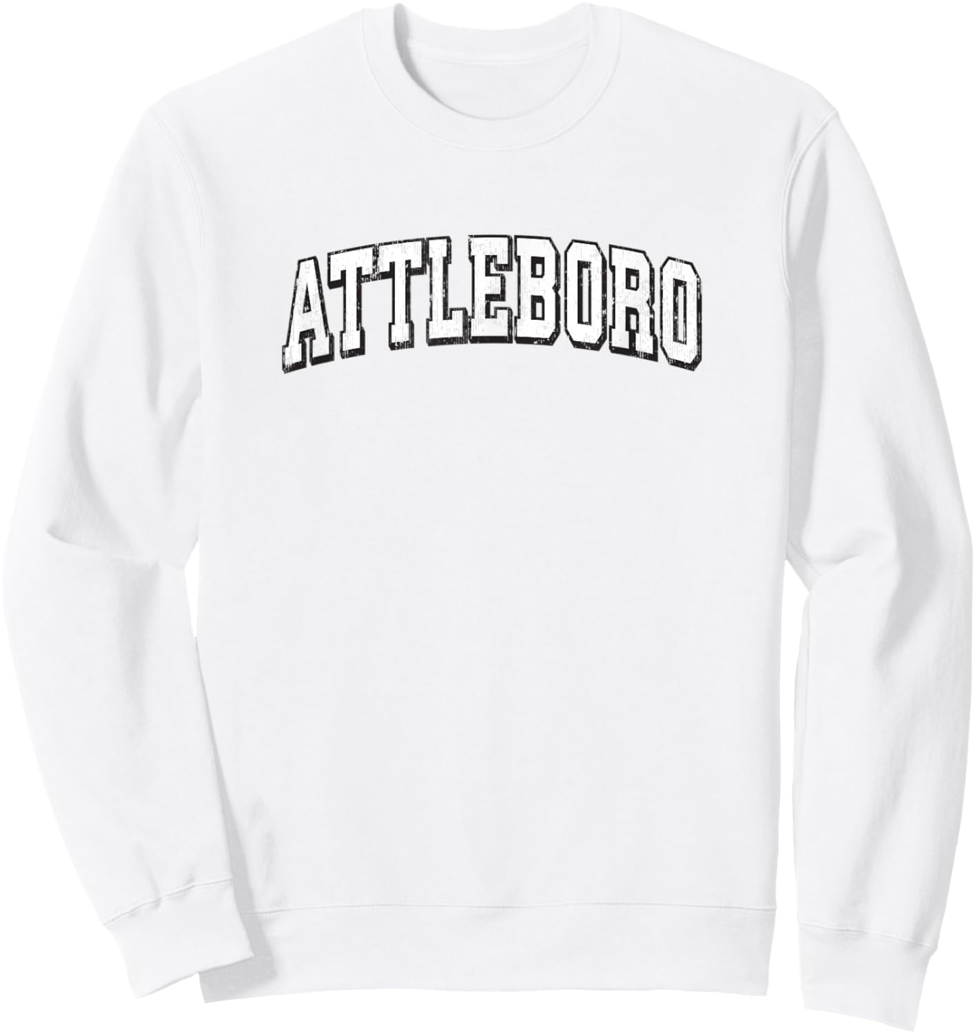 Attleboro Massachusetts Vintage Athletic Sports B&W Print Sweatshirt - Sweatshirt | White