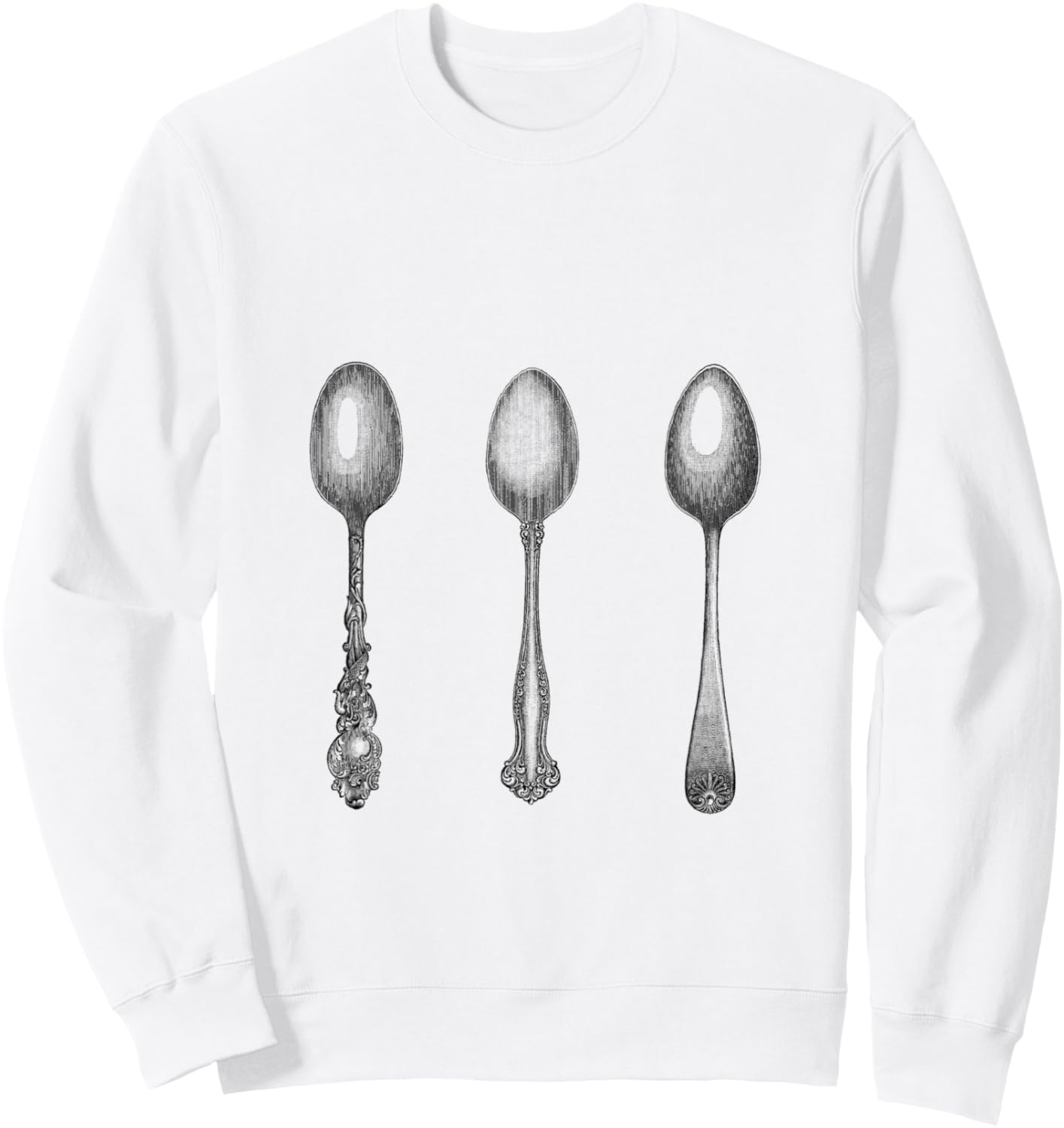 Antique Spoons print three spoonie silverware etched vintage Sweatshirt - Sweatshirt | White