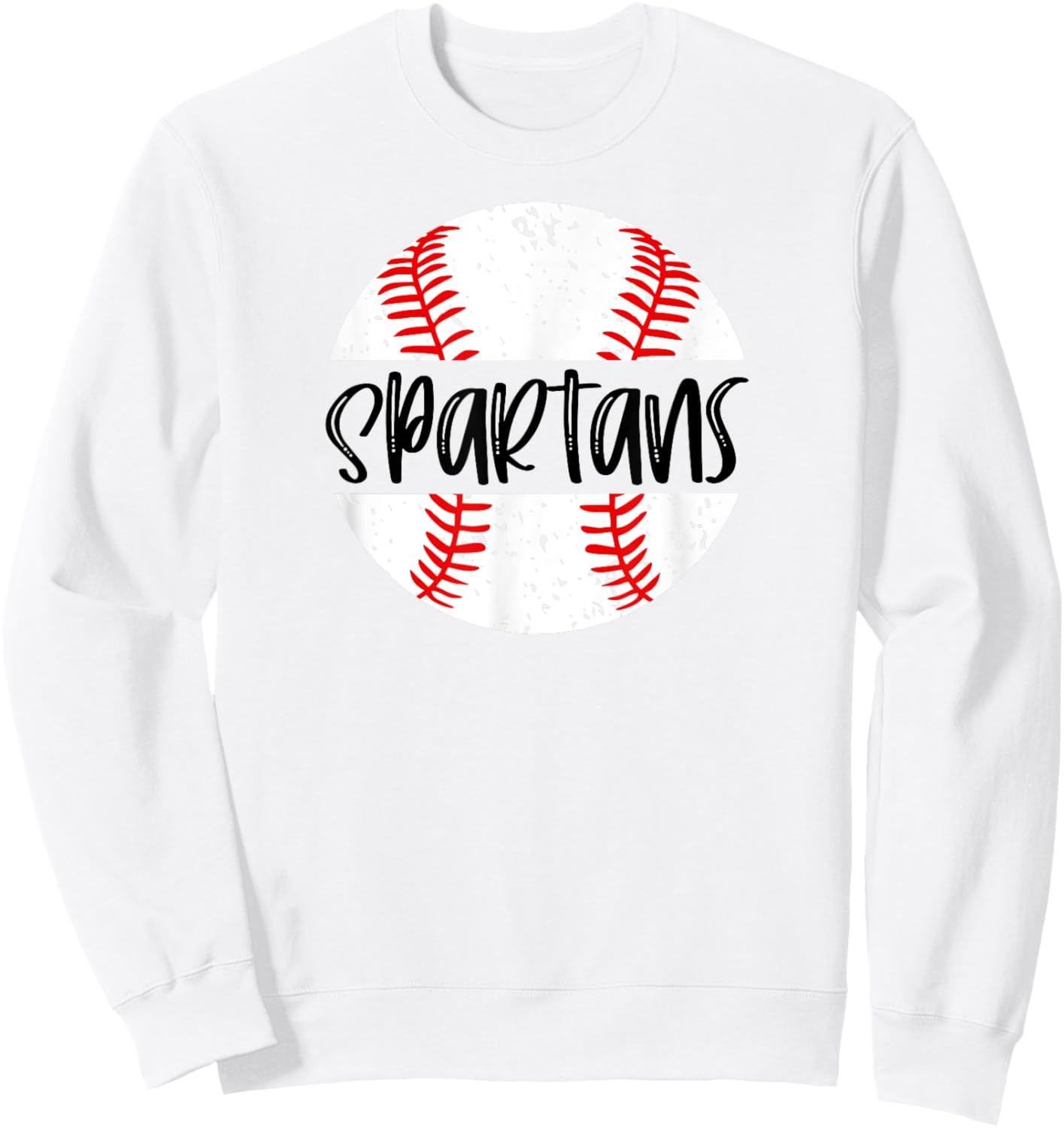 Spartans Baseball Team Mascot School Spirit Game Day Sweatshirt - Sweatshirt | White