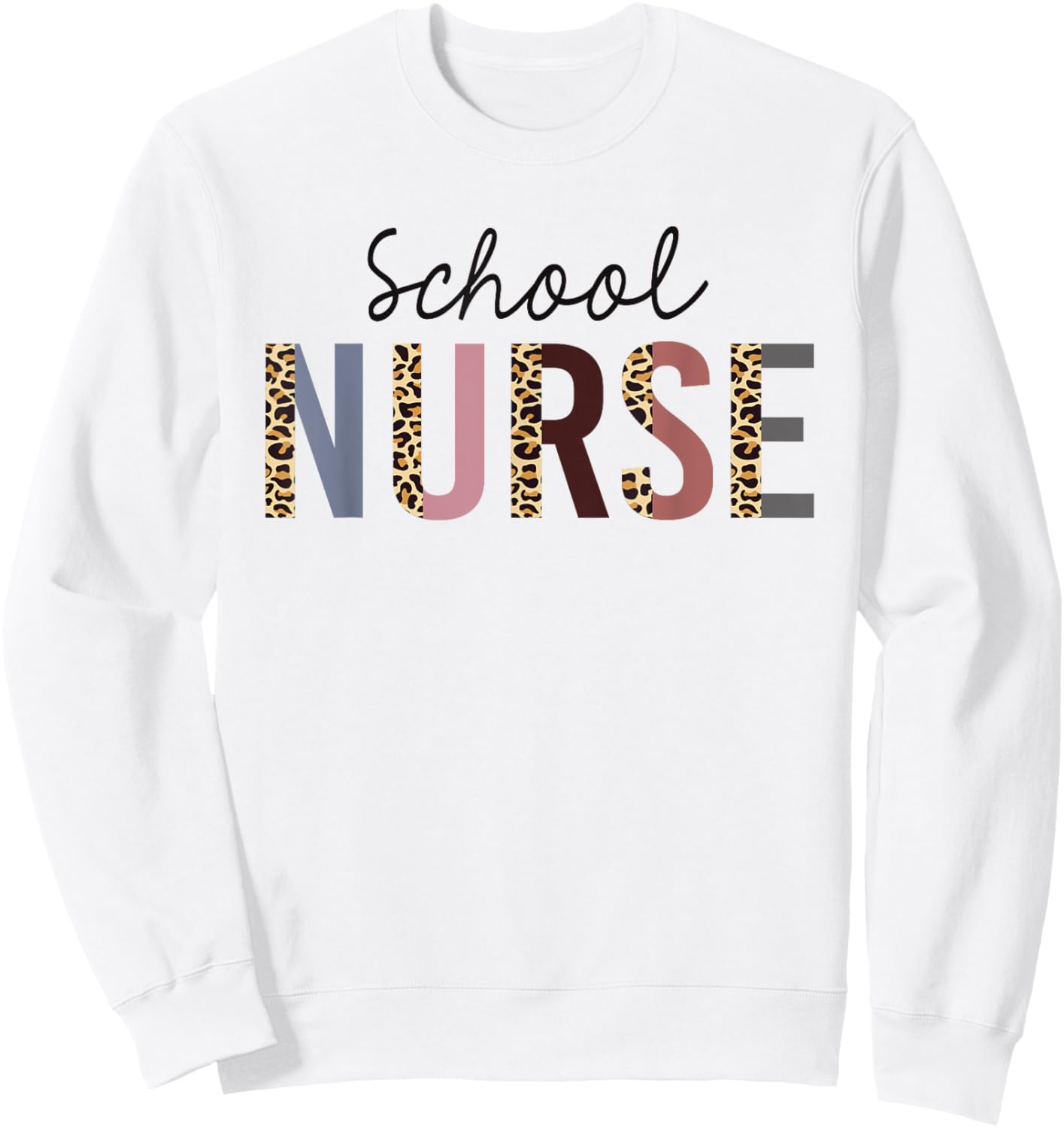 School Nurse Leopard Print Nursing Back to School Women Cute Sweatshirt - Sweatshirt | White