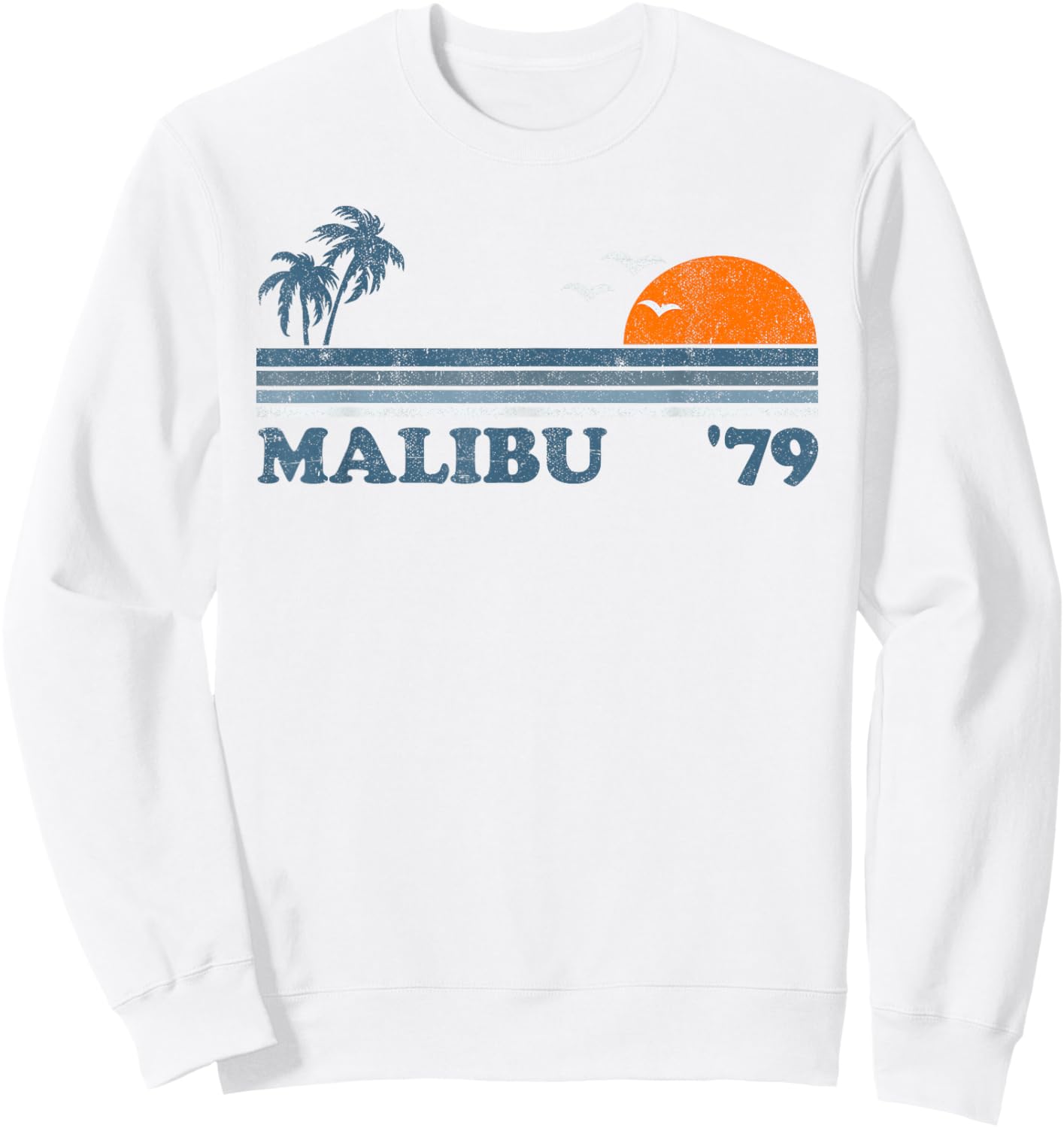 Vintage Malibu California Beach Retro Sun Surfing 70's Gift Sweatshirt - Sweatshirt | White