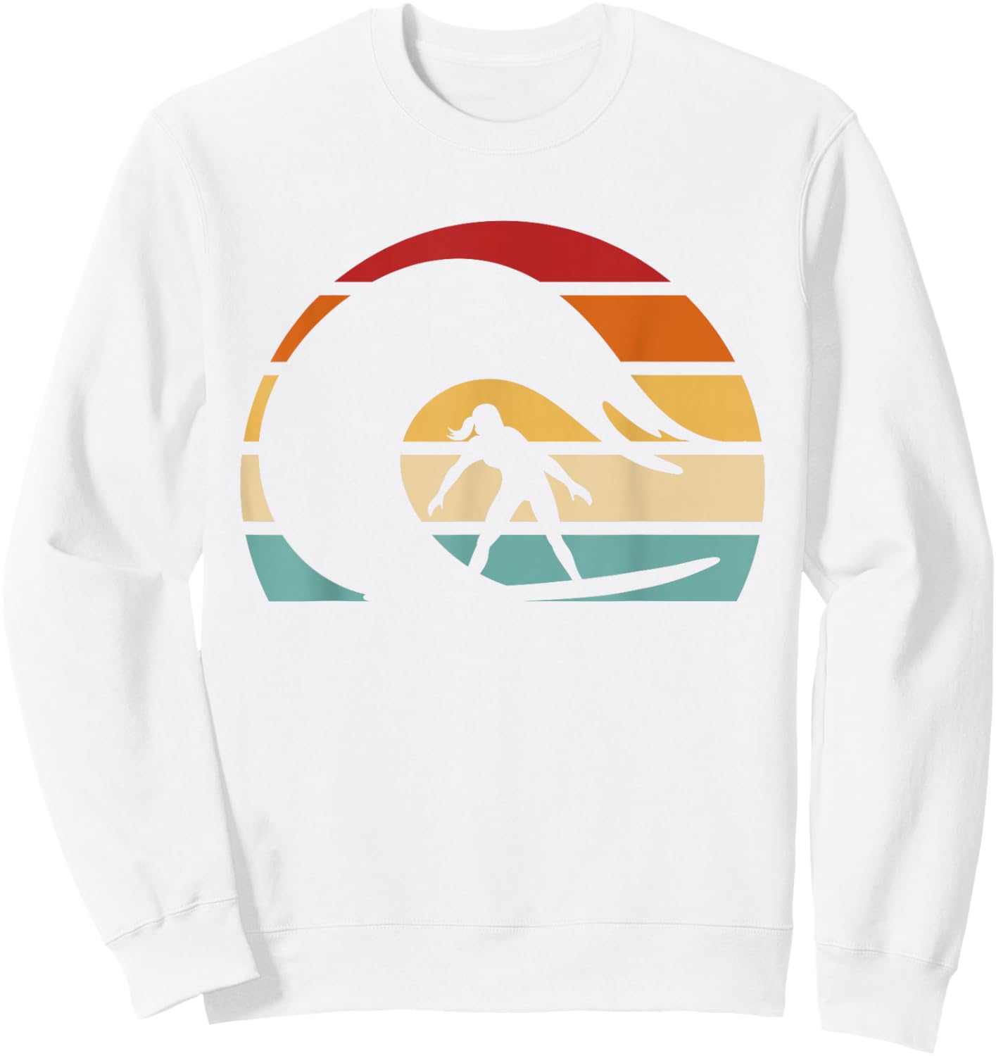 Hobby Surf Surfboard Surfer Water Sport Retro Girl Surfing Sweatshirt - Sweatshirt | White