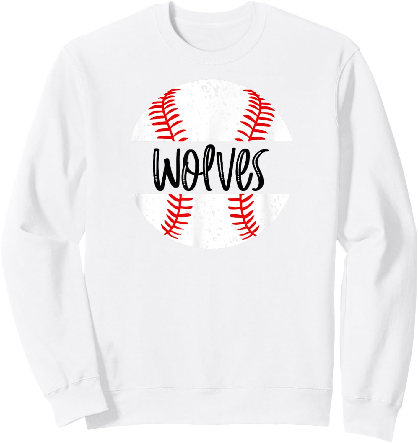Wolves Baseball Team Mascot School Spirit Game Day Sweatshirt - Sweatshirt | White
