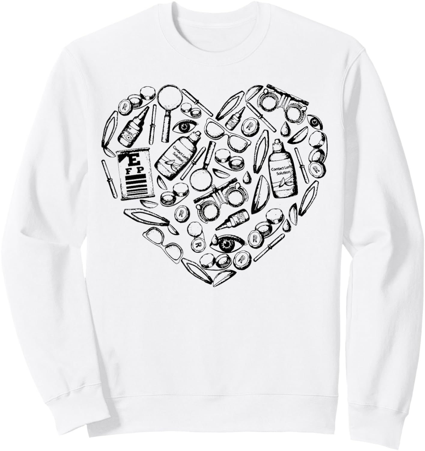 Optometry Symbols Heart, Eyeglasses Spectacles, Optician Lif Sweatshirt - Sweatshirt | White