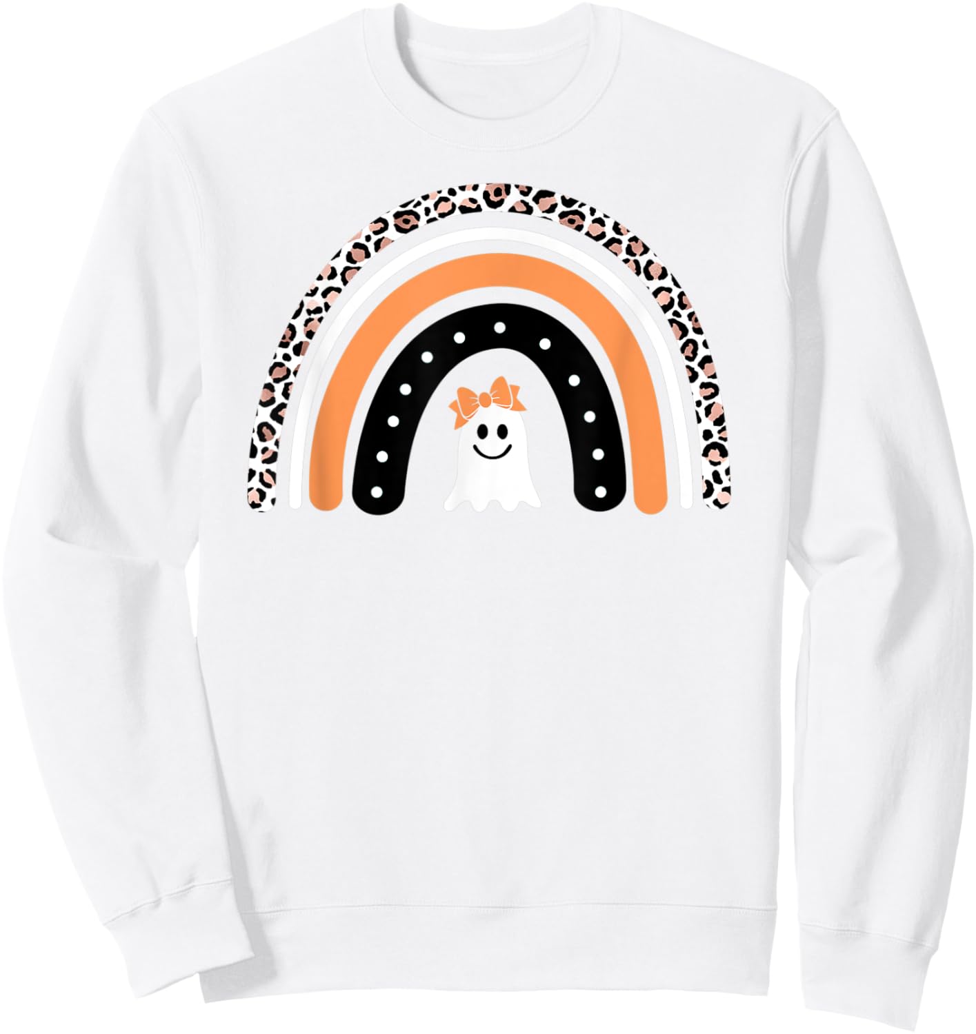 Mommy and Me Leopard Ghost Rainbow Halloween Sweatshirt - Sweatshirt | White