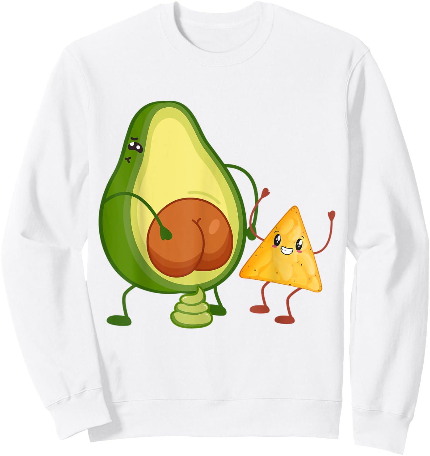 Cute Avocado Butt Pooping Guacamole with Tortilla Funny Sweatshirt - Sweatshirt | White