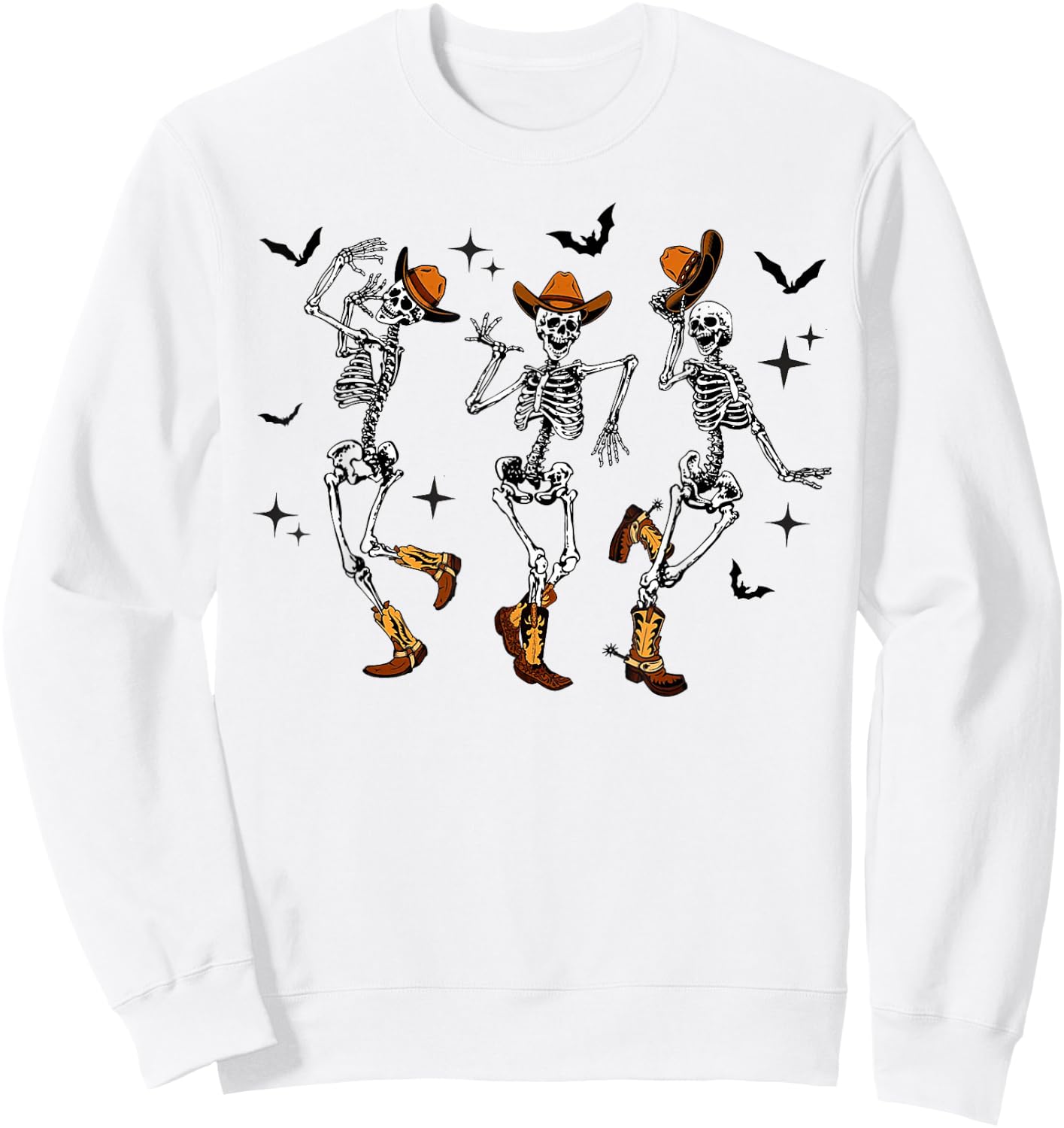 Skeleton Cowboy Dancing Halloween Sweatshirt - Sweatshirt | White