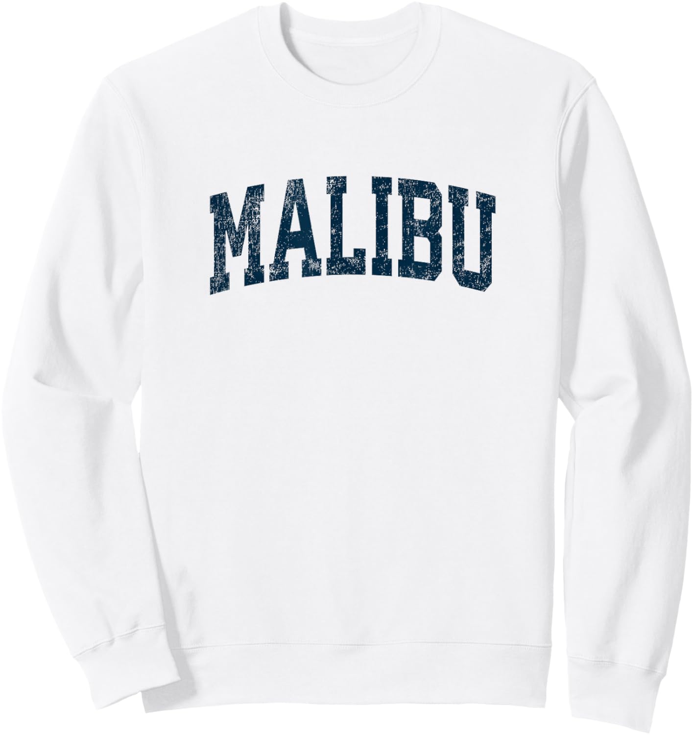 Malibu California CA Vintage Athletic Sports Navy Design Sweatshirt - Sweatshirt | White