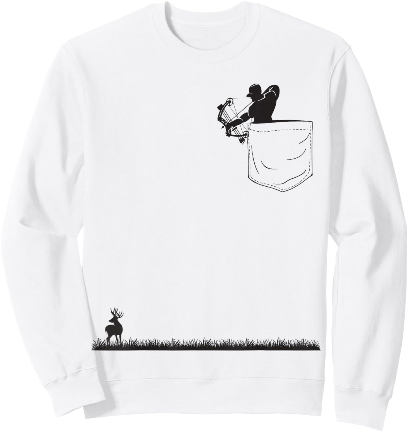 Bowhunt Shirt | Archer Deer Hunter Pocket Bowhunt Sweatshirt - Sweatshirt | White