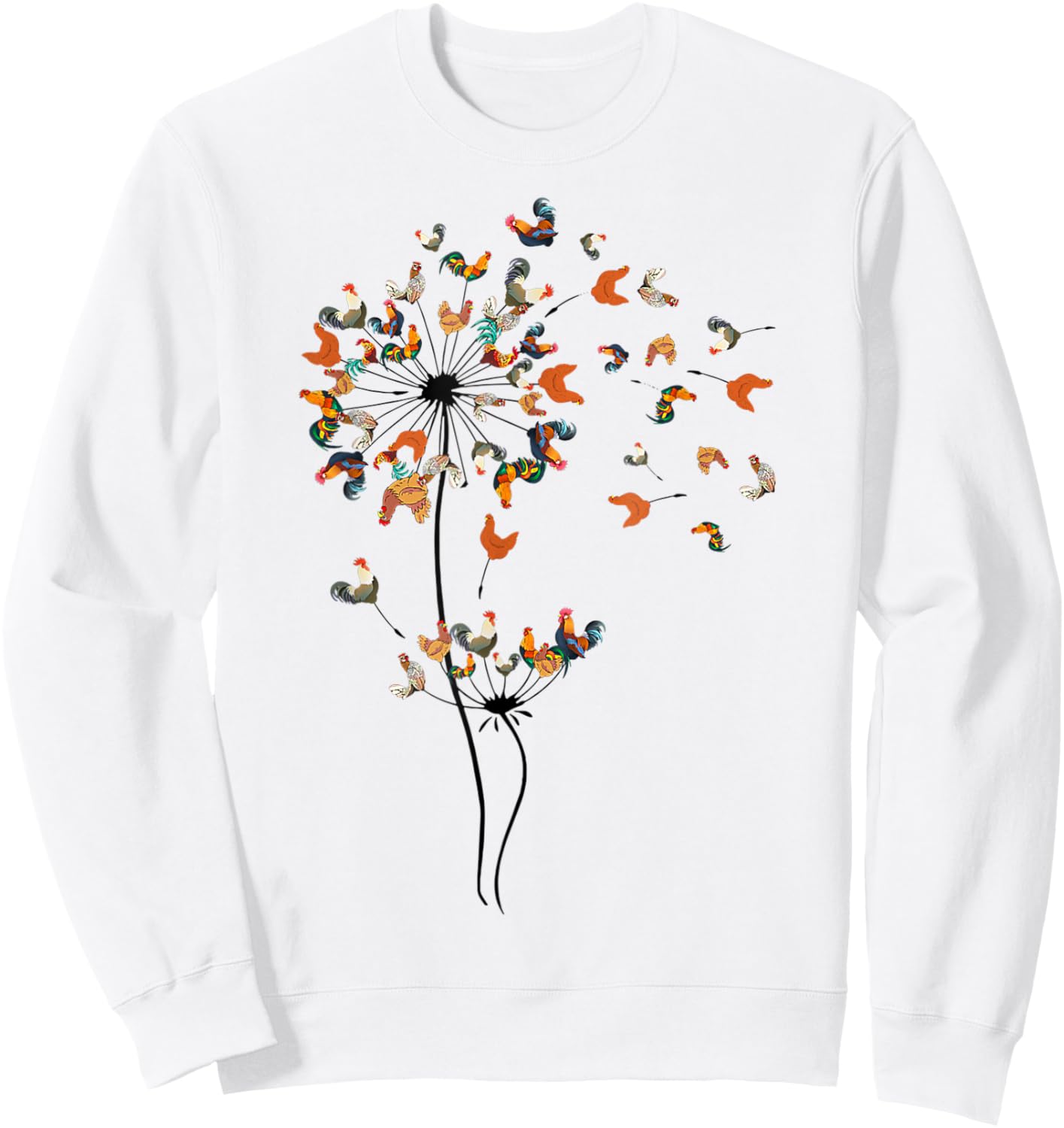 Chicken Lover Dandelion Chicken Flower Animal Farm Sweatshirt - Sweatshirt | White