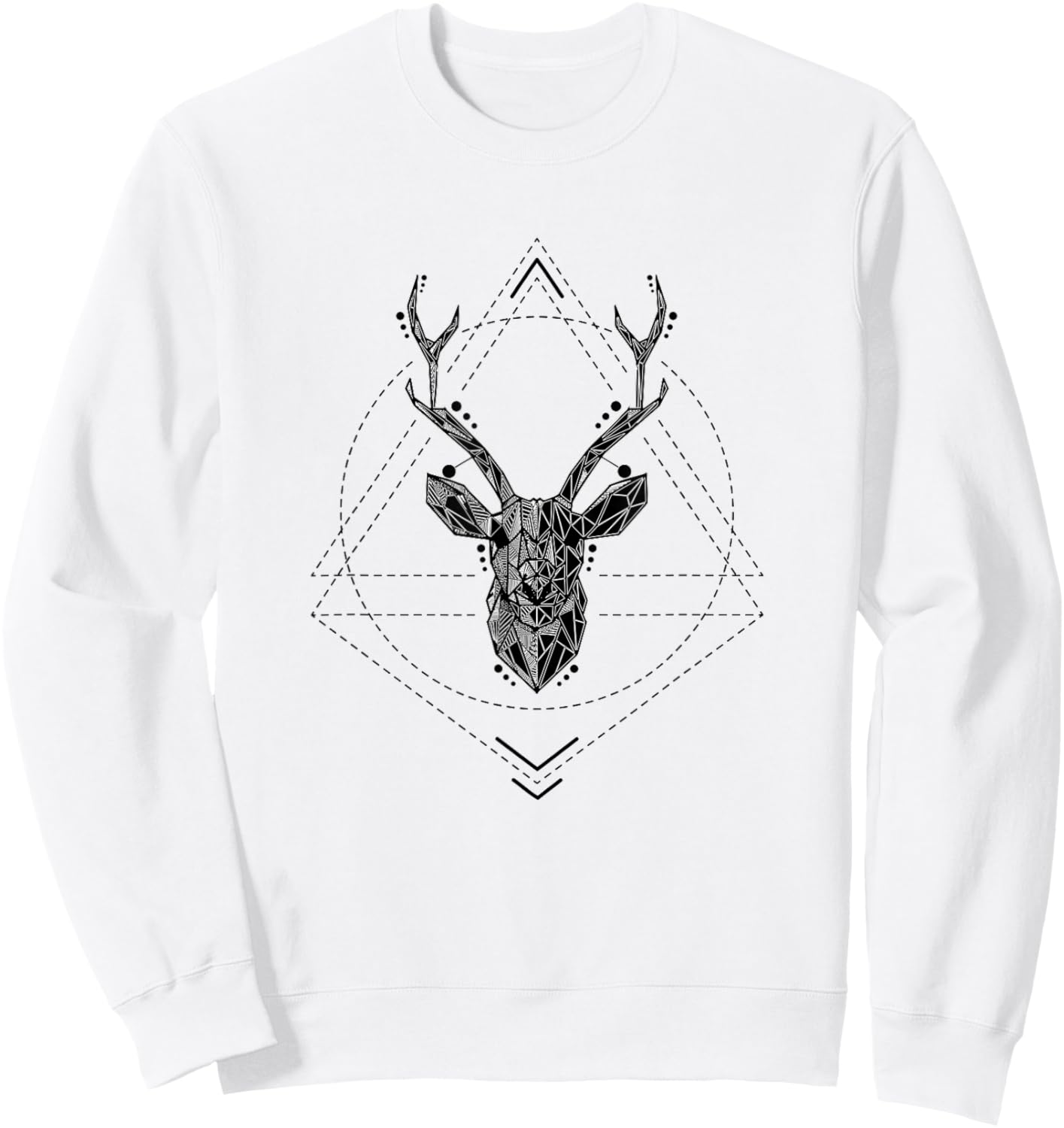 Deer Antlers Graphic Geometric Hunter Sweatshirt - Sweatshirt | White