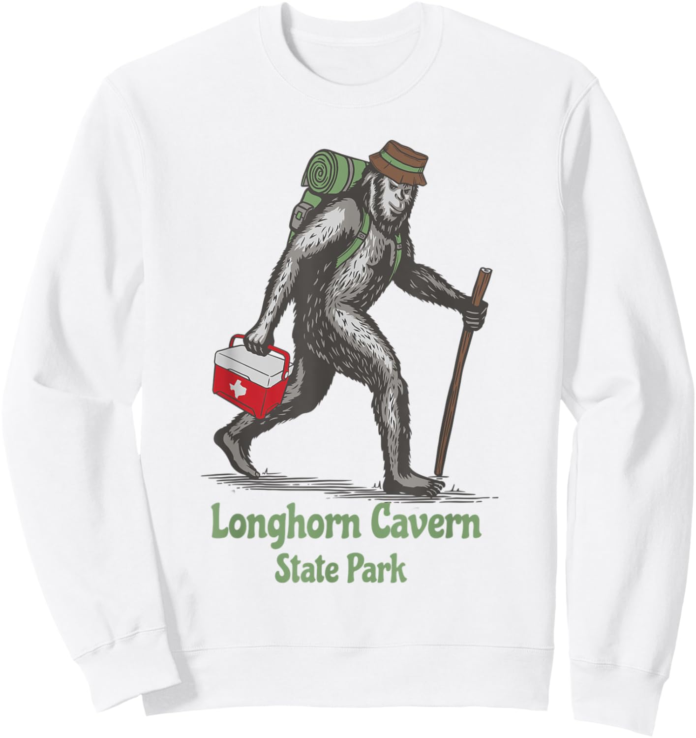 Bigfoot Sighting Longhorn Cavern State Park Texas Souvenir Sweatshirt - Sweatshirt | White
