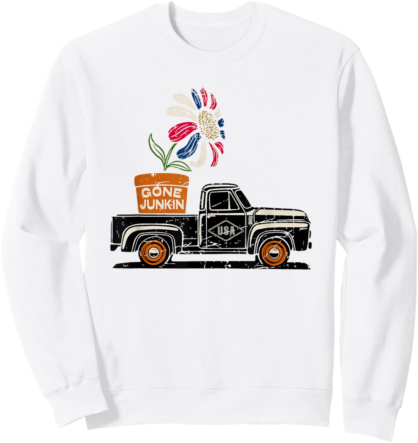 Gone Junkin - Antique Junk Thrifting Hunt Patriotic American Sweatshirt - Sweatshirt | White