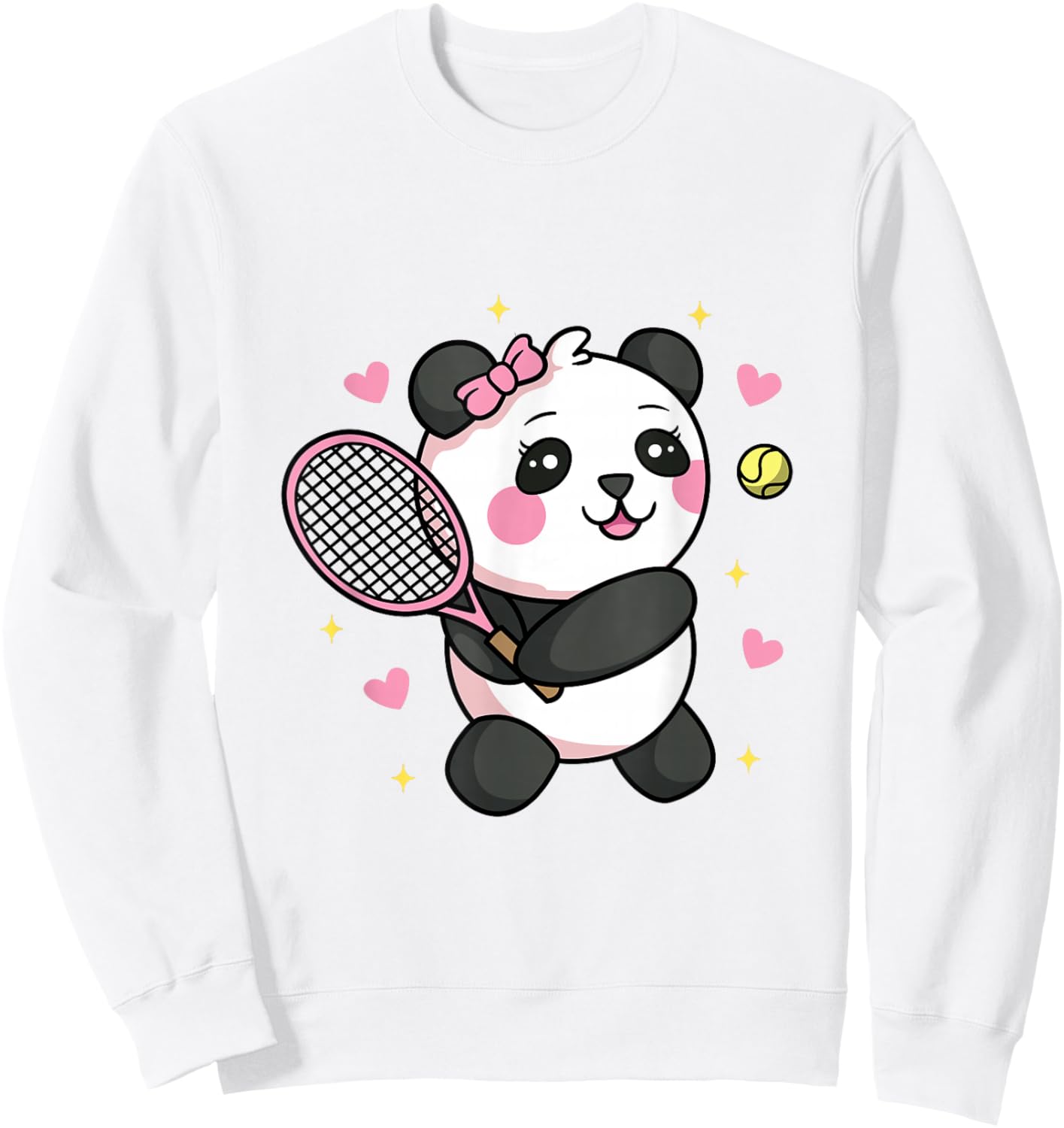 Kawaii Panda Playing Tennis Sweatshirt - Sweatshirt | White