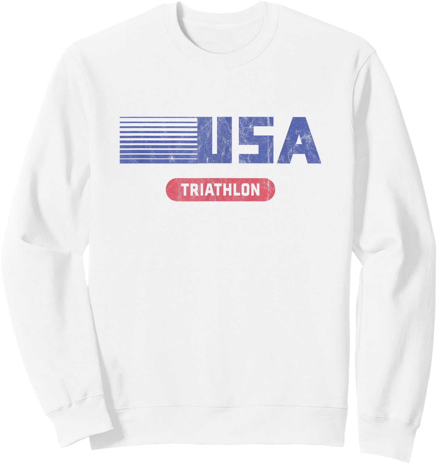 Retro USA 2020 Team American Triathlon Vintage Sweatshirt - Sweatshirt | White