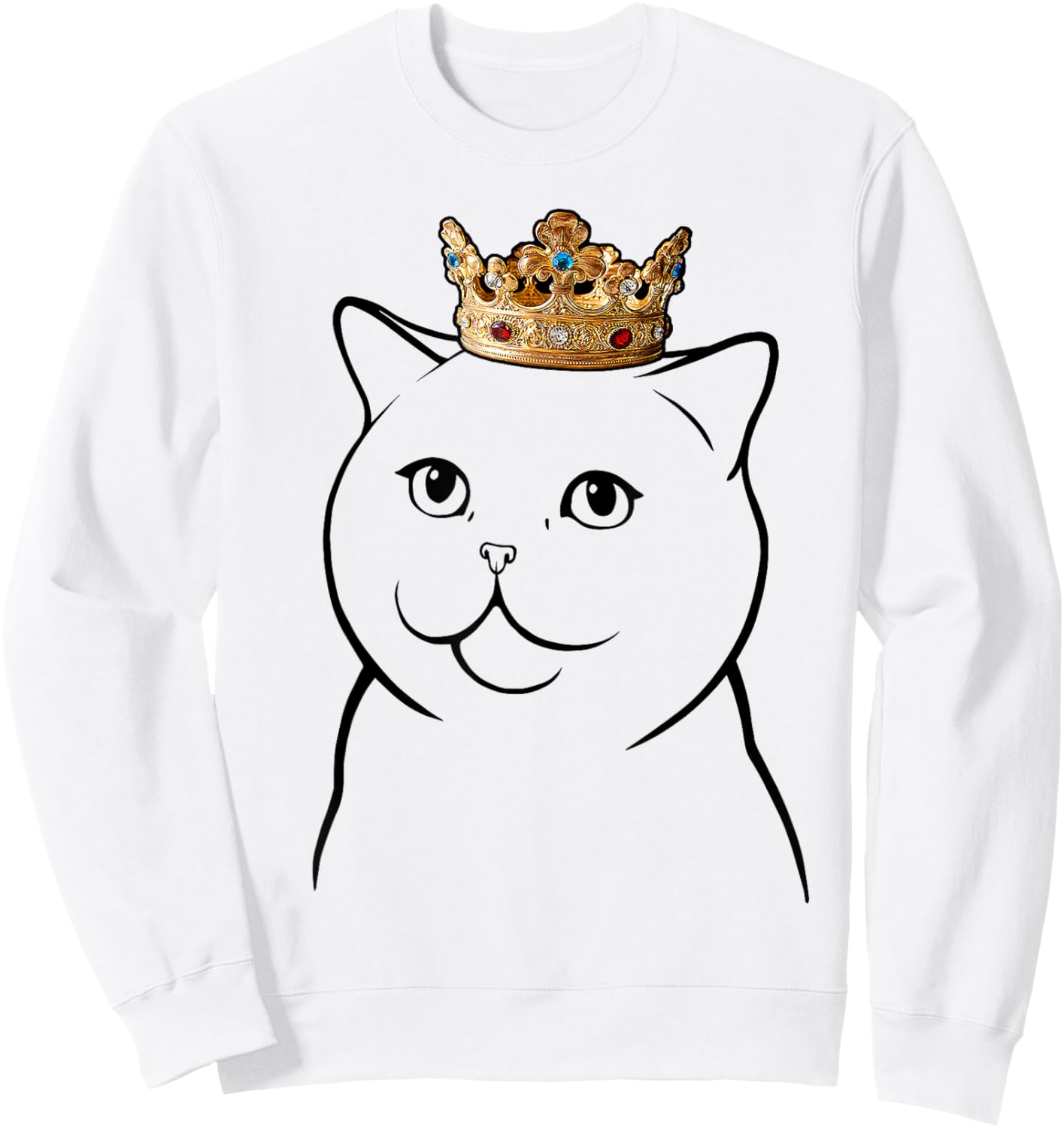 British Shorthair Cat Wearing Crown Men Women Kids Sweatshirt - Sweatshirt | White