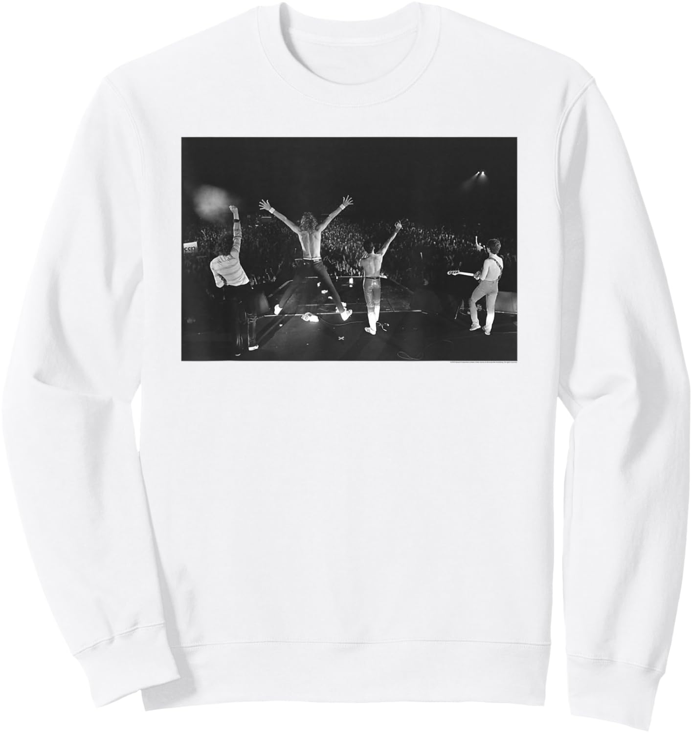 Queen Official Band Promo B&W Vintage Photo Sweatshirt - Sweatshirt | White