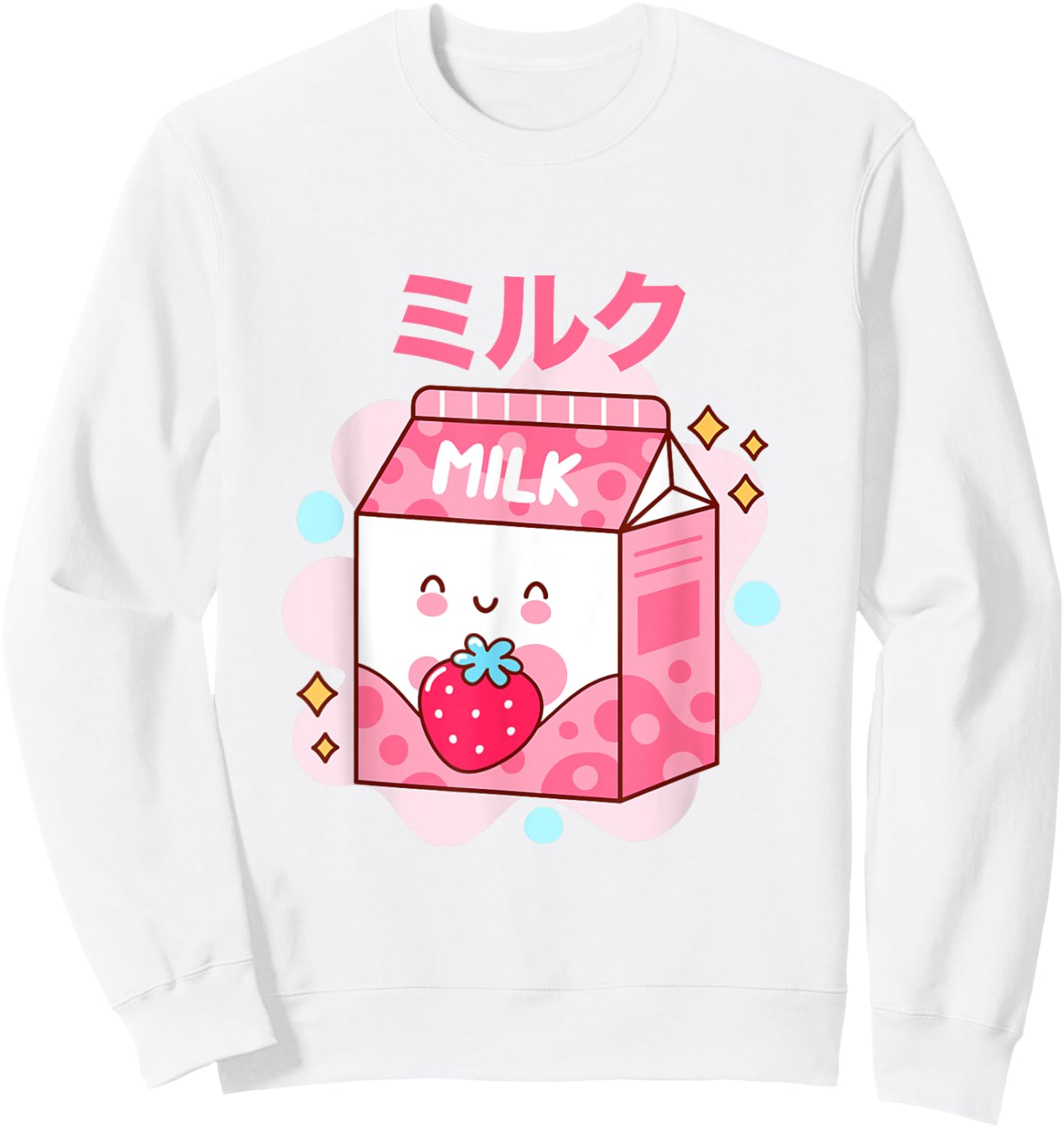 Japanese Strawberry Milk - Pink Strawberry Milk Shake Carton Sweatshirt - Sweatshirt | White