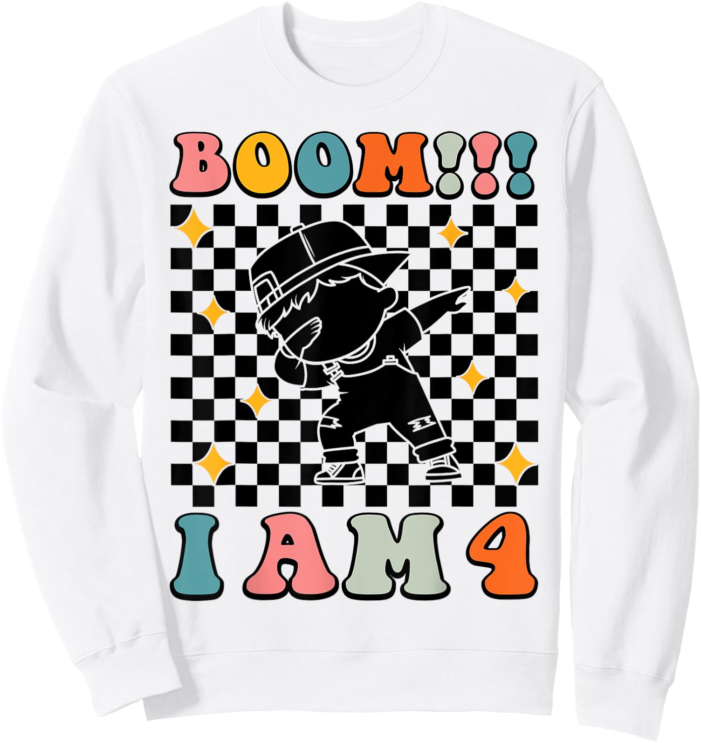 Dabbing Birthday Funny 4th Birthday 4 Years Old Boys Kids Sweatshirt - Sweatshirt | White