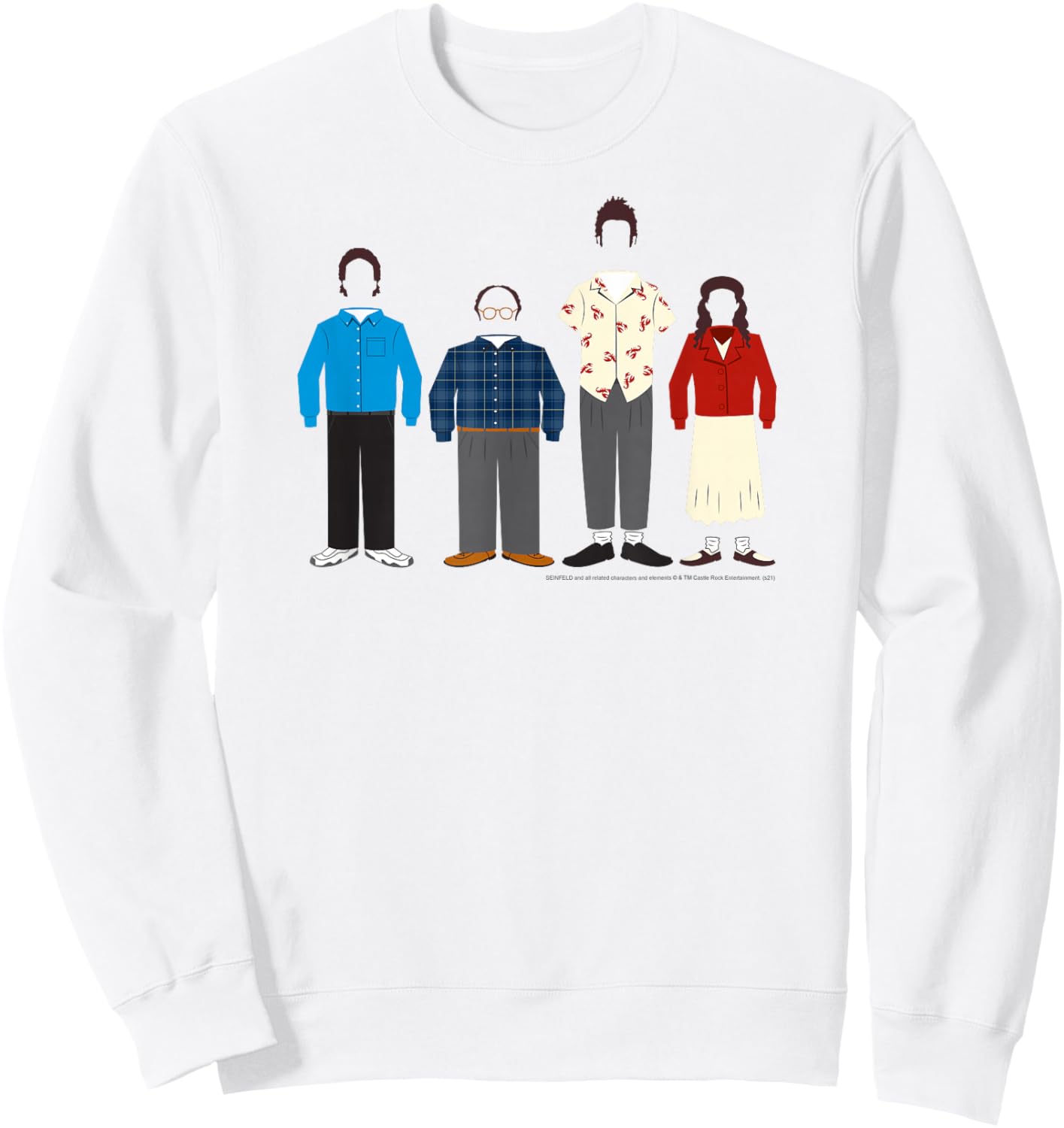 Seinfeld Cast Outlines with Outfits Funny 90's TV Show Sweatshirt - Sweatshirt | White