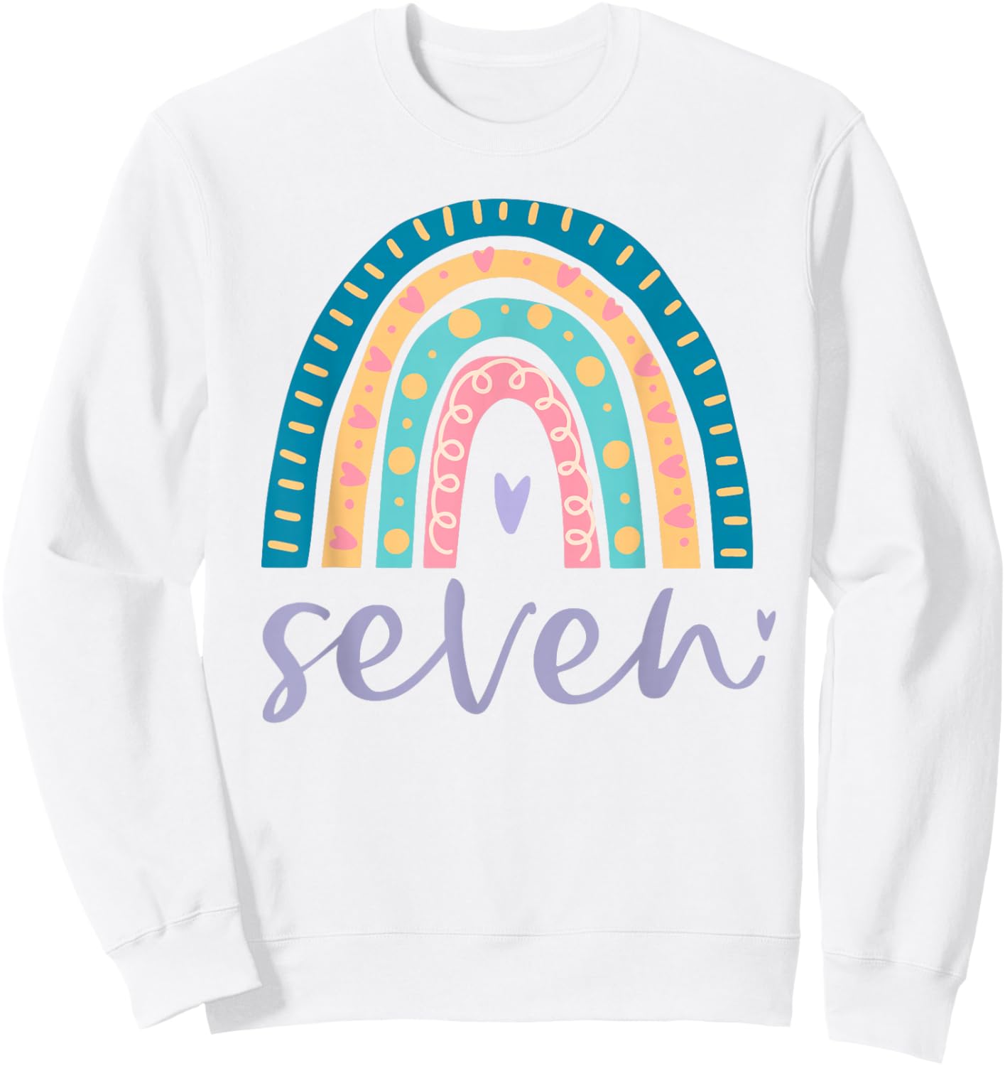 Seven Year Old Rainbow 7th Birthday Gifts for Girls 7 Bday Sweatshirt - Sweatshirt | White