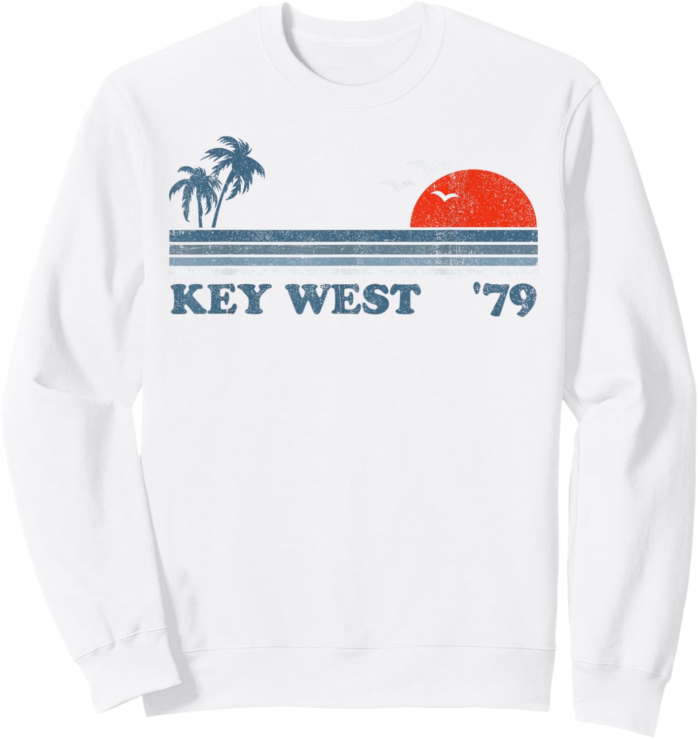 Vintage Key West Florida Beach Retro Sunset Keys 70's Gift Sweatshirt - Sweatshirt | White