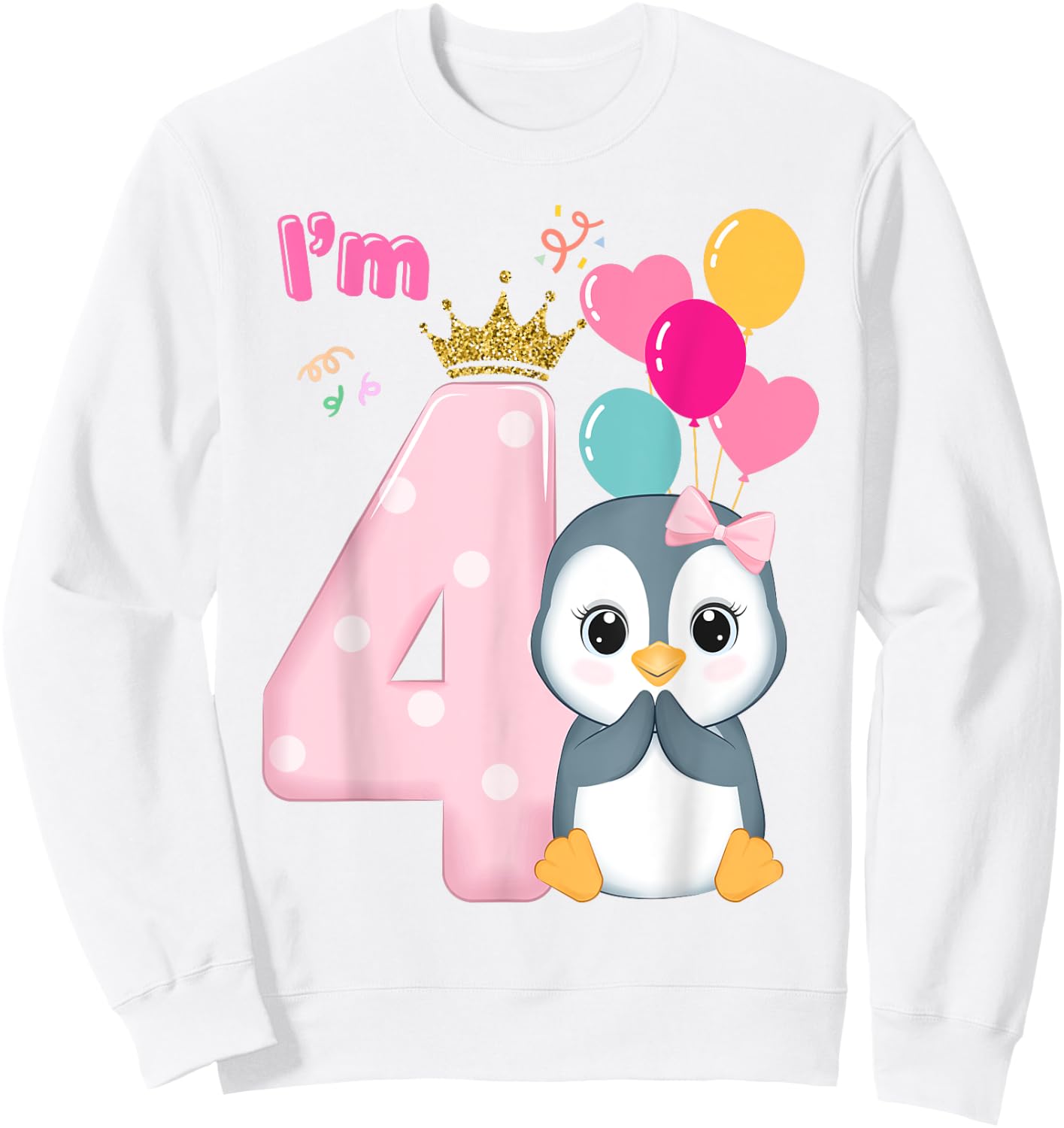 Cute Penguin 4th Birthday for Boy /Girl /Toddler Family Sweatshirt - Sweatshirt | White