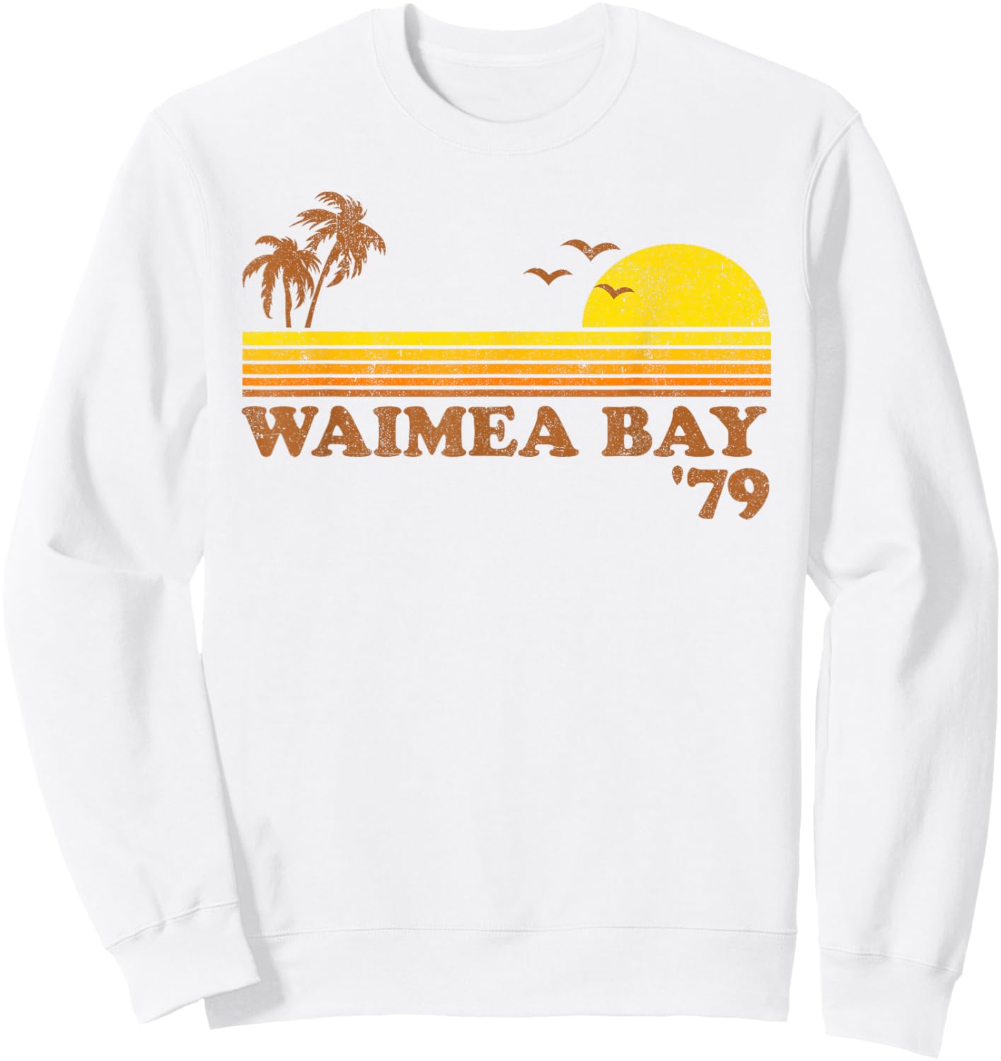 Vintage Waimea Bay Oahu Hawaii Beach Retro Sunset 70's Gift Sweatshirt - Sweatshirt | White
