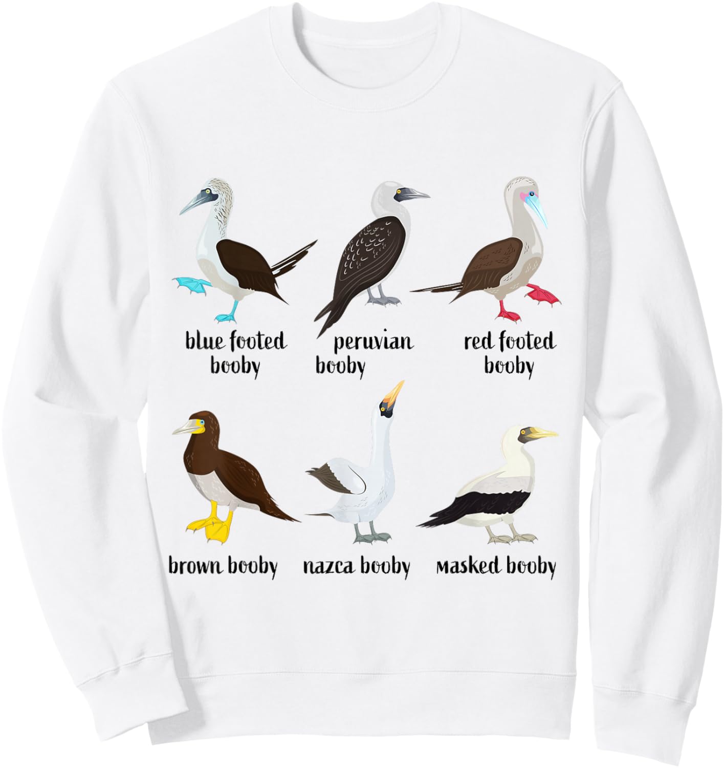 Types of Booby Birds galapagos islands wildlife Sweatshirt - Sweatshirt | White