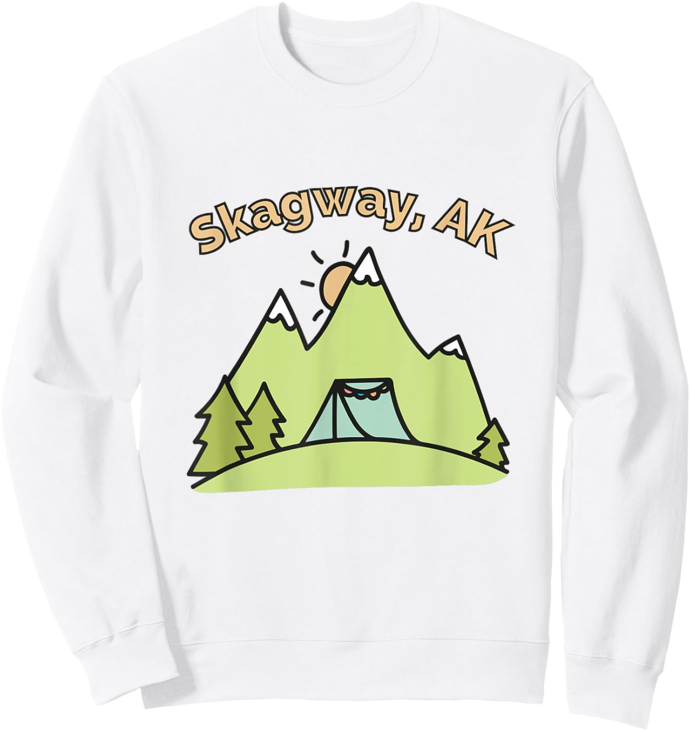 Skagway AK Mountains Hiking Climbing Camping and Outdoors Sweatshirt - Sweatshirt | White