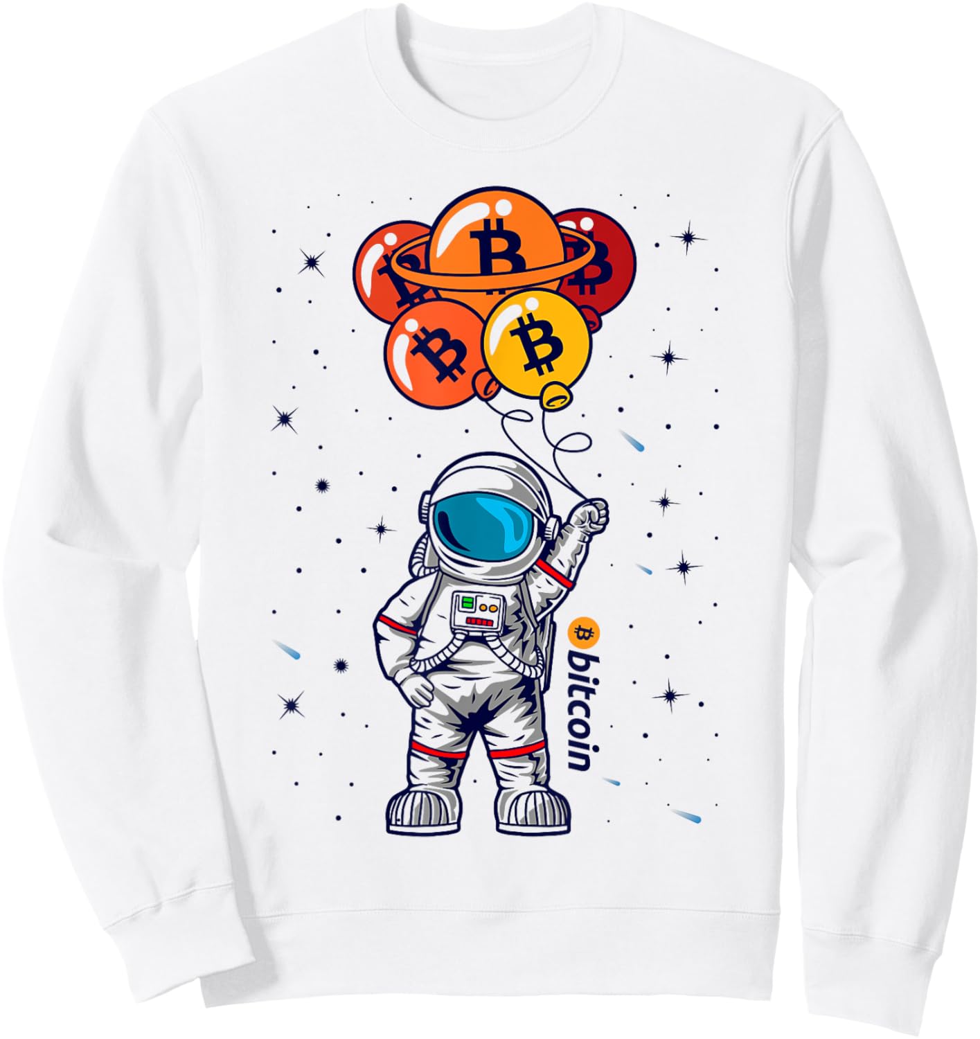 Bitcoin To The Moon Astronaut BTC Crypto Currency Blockchain Sweatshirt - Sweatshirt | White
