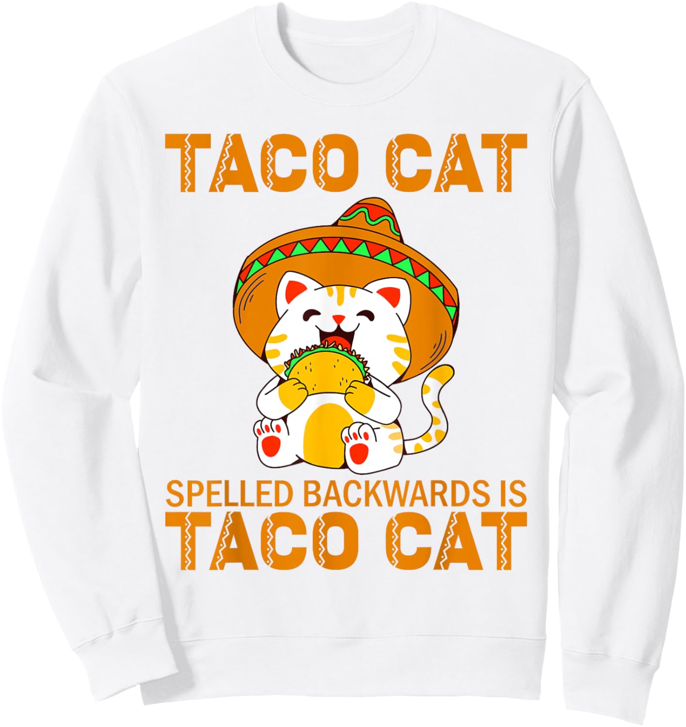 TacoCat for Kids Taco Cat Cinco de Mayo TacoCat Kids Cat Sweatshirt - Sweatshirt | White