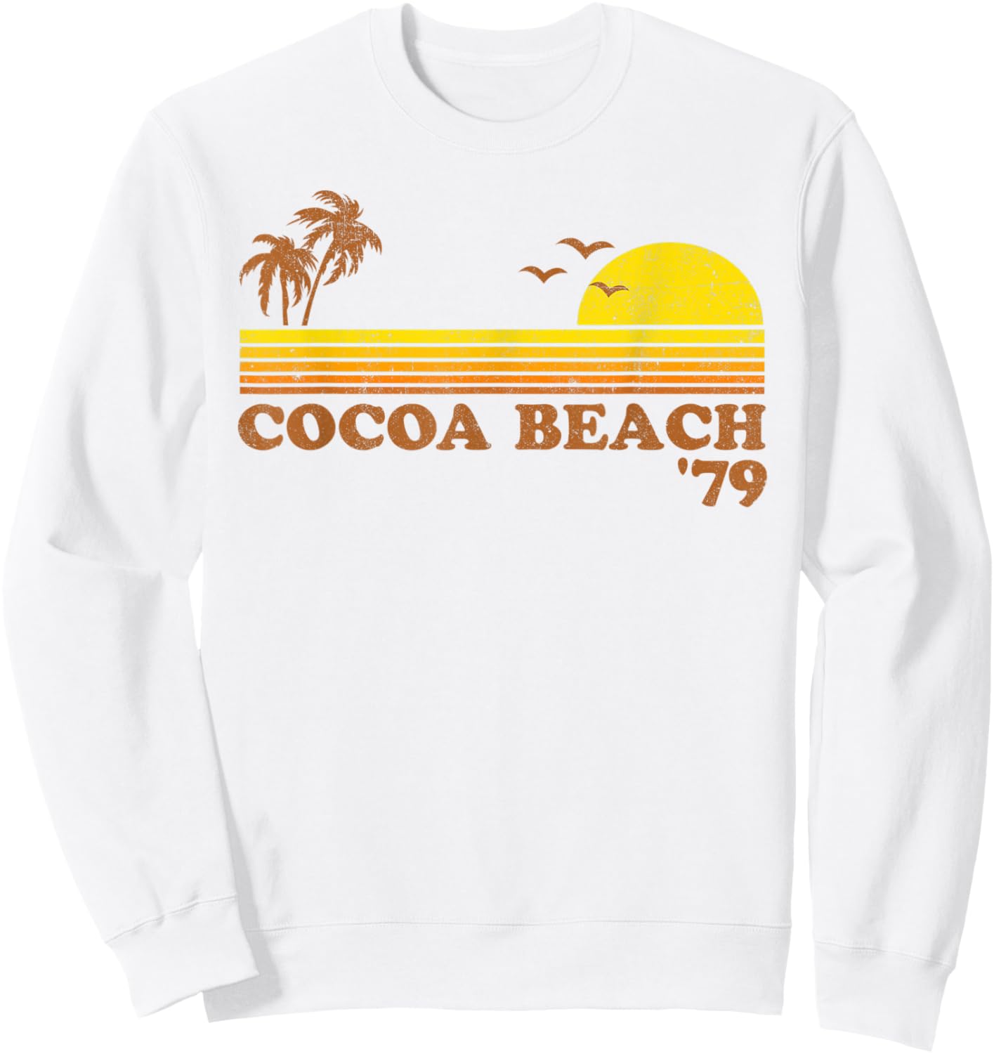 Vintage Cocoa Beach Florida Retro Sunset Surfing 70's Gift Men Women Kids Sweatshirt - Sweatshirt | White