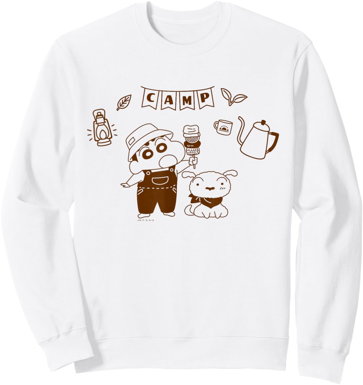Crayon Shin-chan Nohara Family Camp Shin-chan and Shiro Sweatshirt - Sweatshirt | White