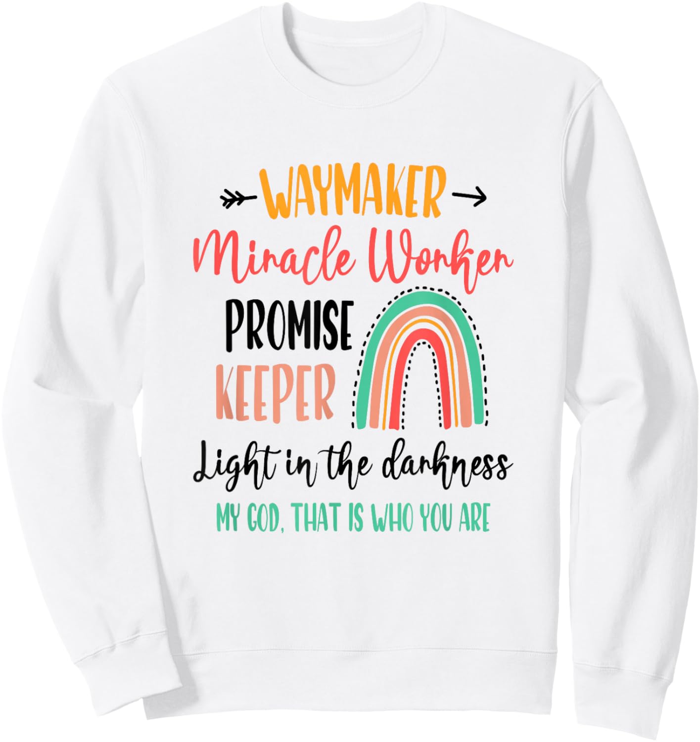 Waymaker Promise Keeper Miracle Worker Christian Kids Sweatshirt - Sweatshirt | White