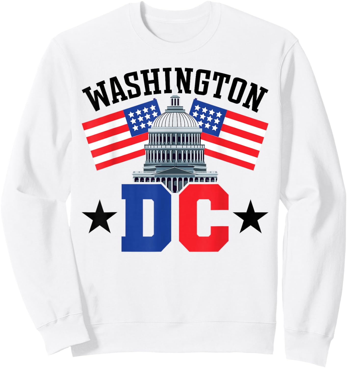 Washington DC Capitol Hill American Flag USA Pride Souvenir Sweatshirt - Sweatshirt | White