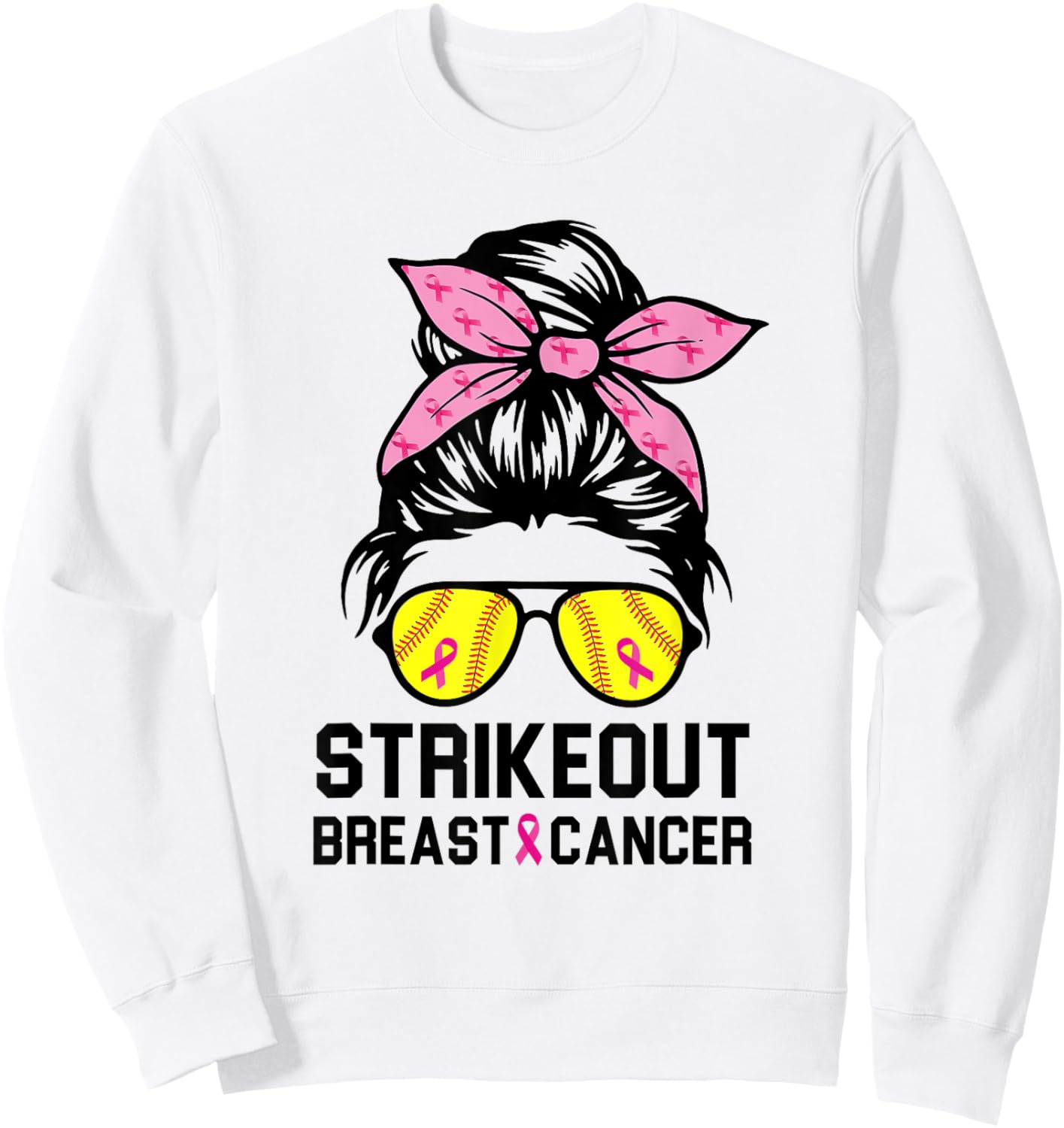 Strike Out Breast Cancer Awareness Softball Mom Women Sweatshirt - Sweatshirt | White