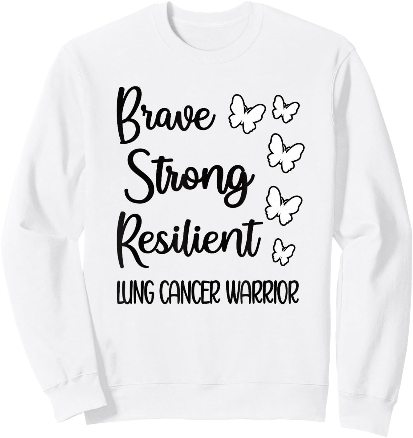 Lung Cancer Warrior White Ribbon Lung Cancer Fighter Sweatshirt - Sweatshirt | White