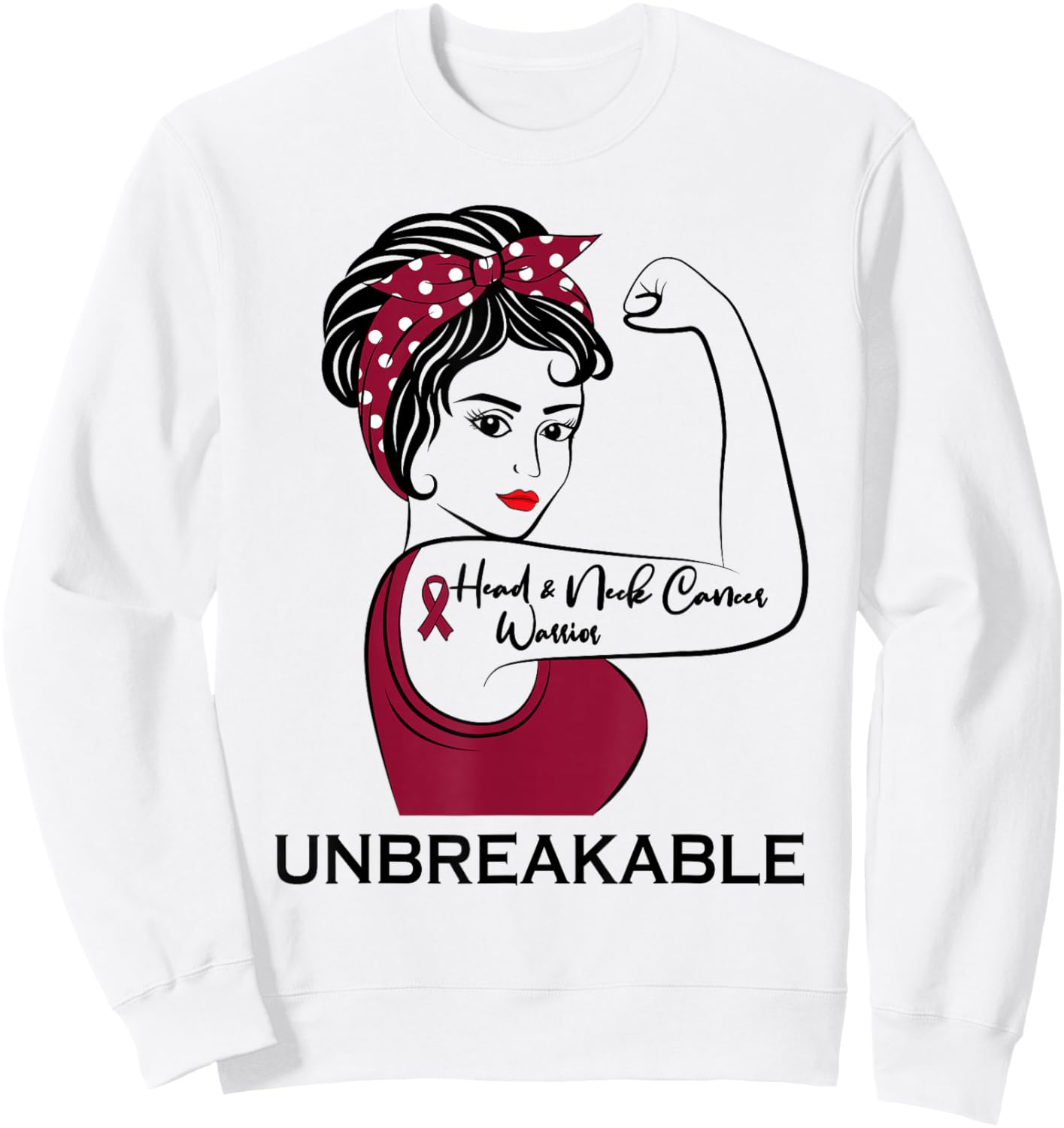 Head and Neck Cancer Warrior Unbreakable Awareness Sweatshirt - Sweatshirt | White