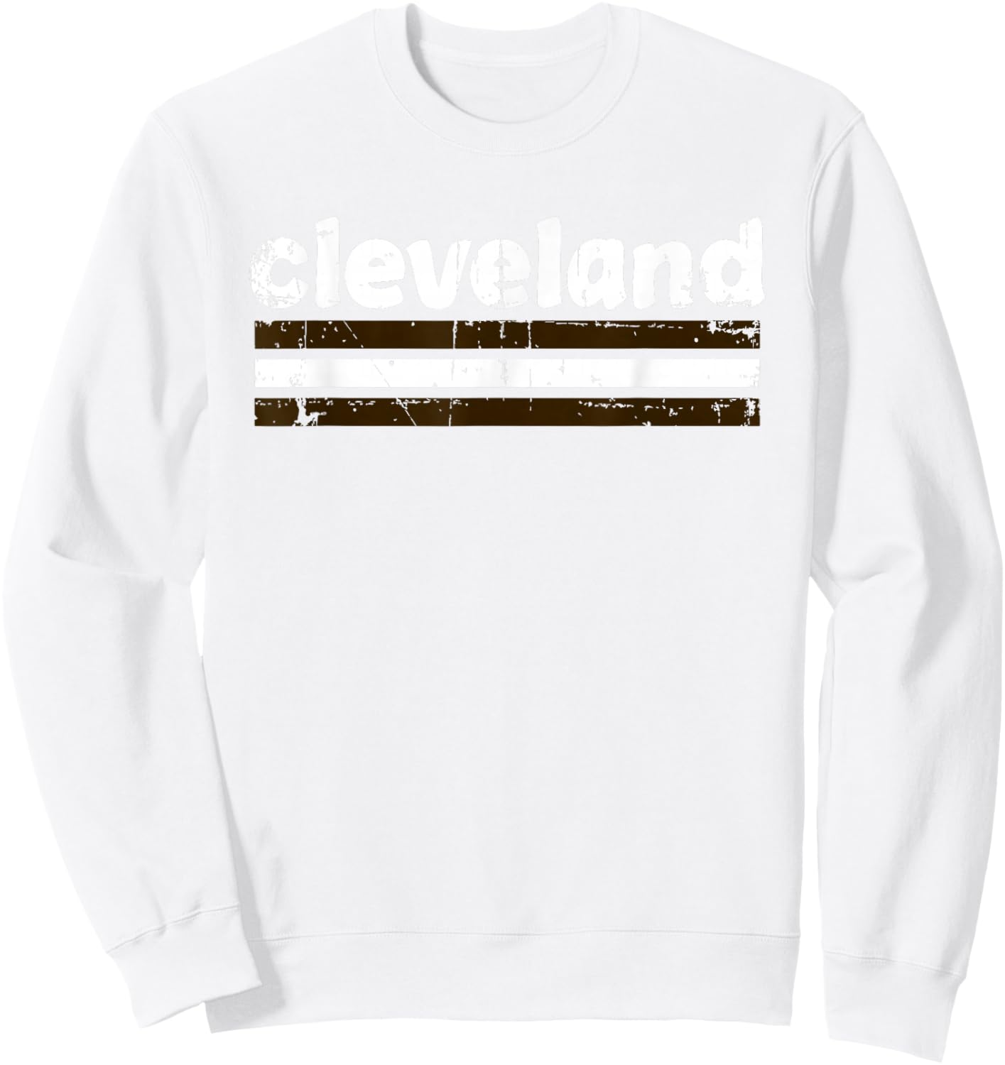 Cleveland Ohio Three Stripe Vintage Weathered Sweatshirt - Sweatshirt | White