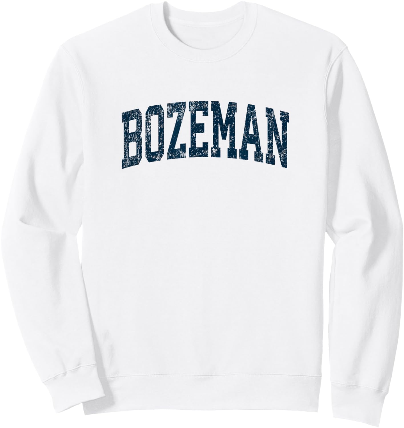 Bozeman Montana MT Vintage Athletic Sports Navy Design Sweatshirt - Sweatshirt | White