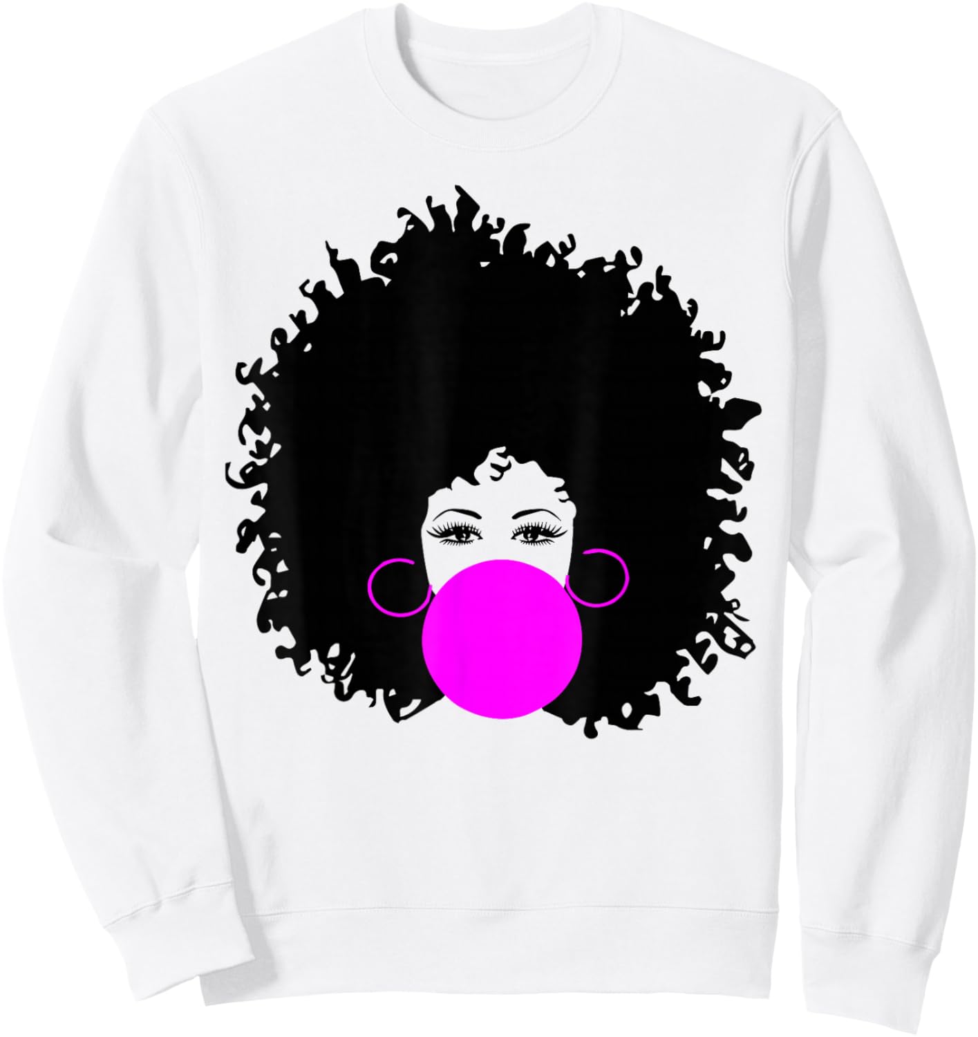 Afro Curly Natural Hair African American Black Women Sweatshirt - Sweatshirt | White